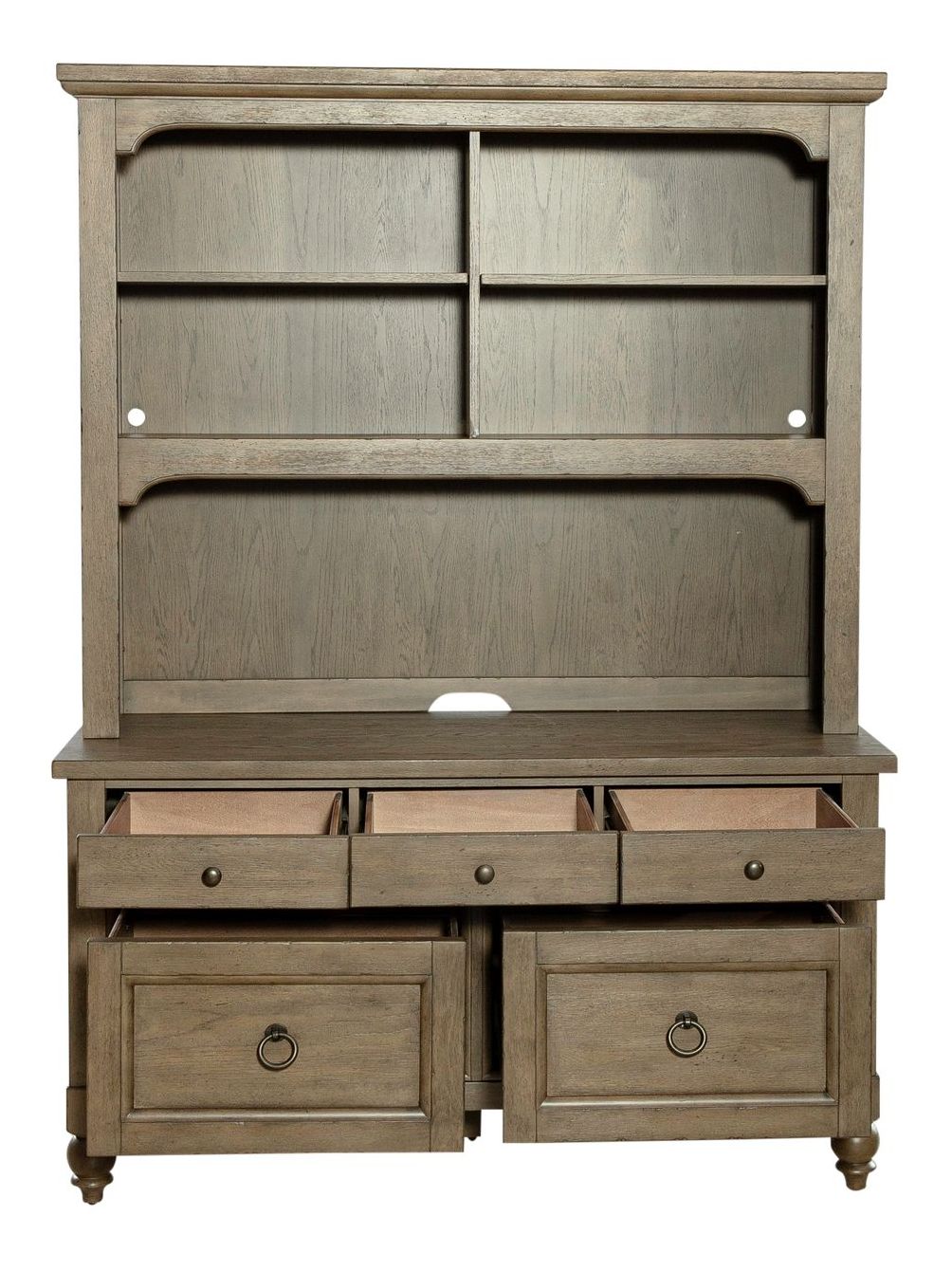 Americana Farmhouse Wood 5-Drawer Credenza & Hutch