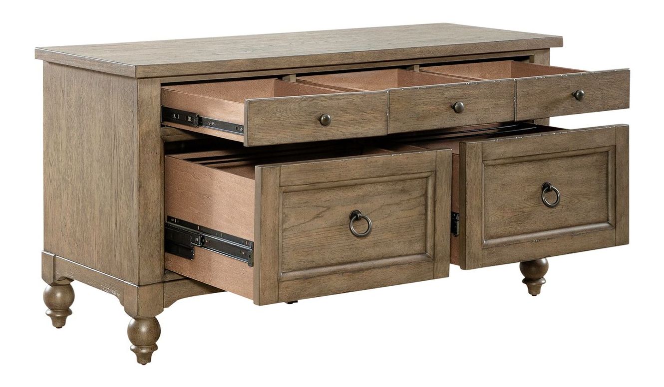 Americana Farmhouse Wood 5-Drawer Credenza