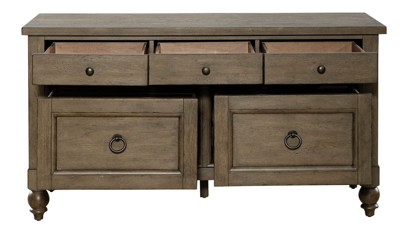 Americana Farmhouse Wood 5-Drawer Credenza