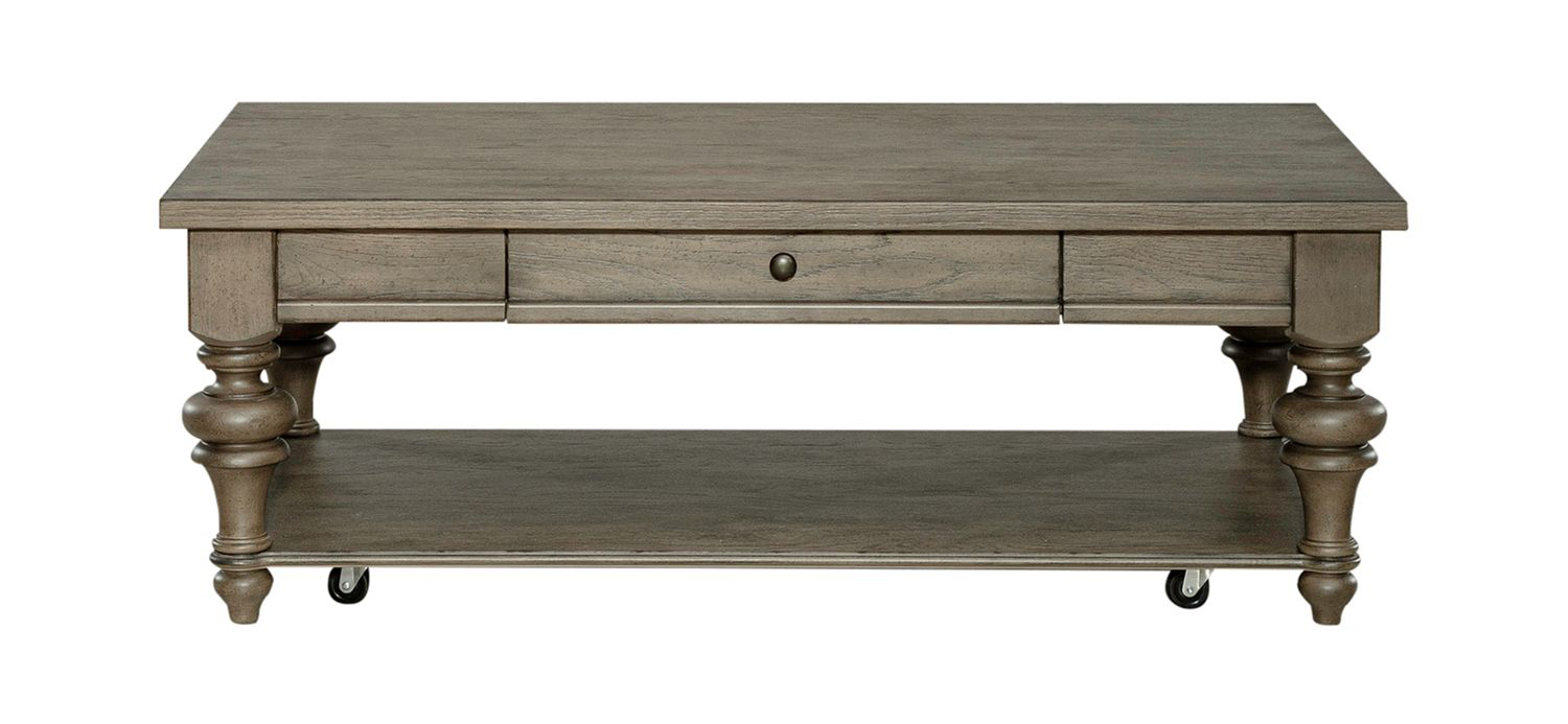 Americana Farmhouse Wood Cocktail Table Set with Shelf
