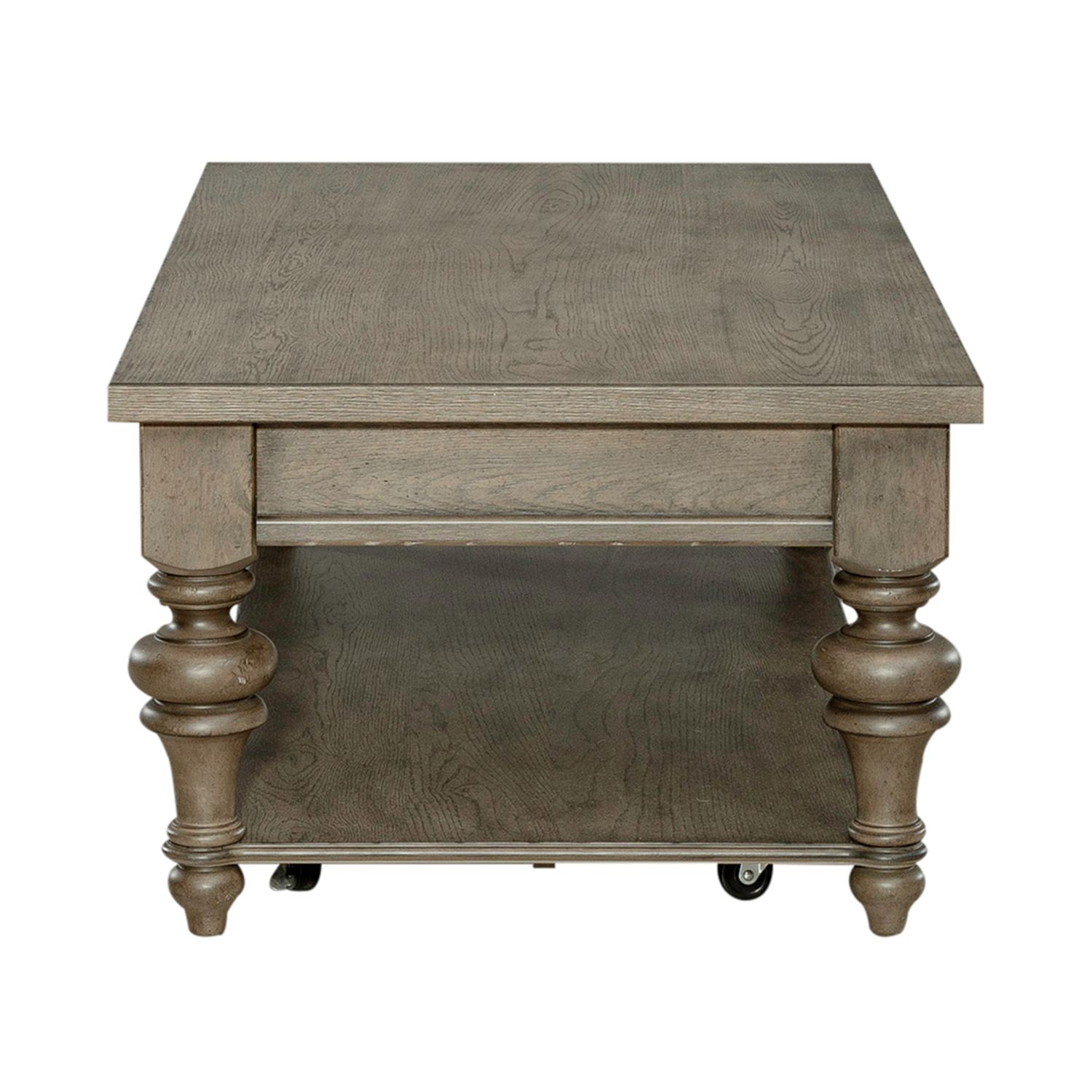 Americana Farmhouse Rectangular Wood 1-Drawer Cocktail Table w/Casters