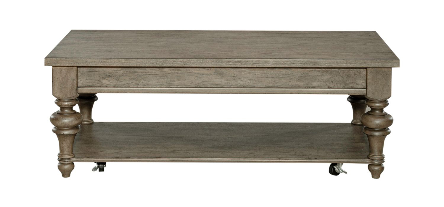Americana Farmhouse Wood Cocktail Table Set with Shelf