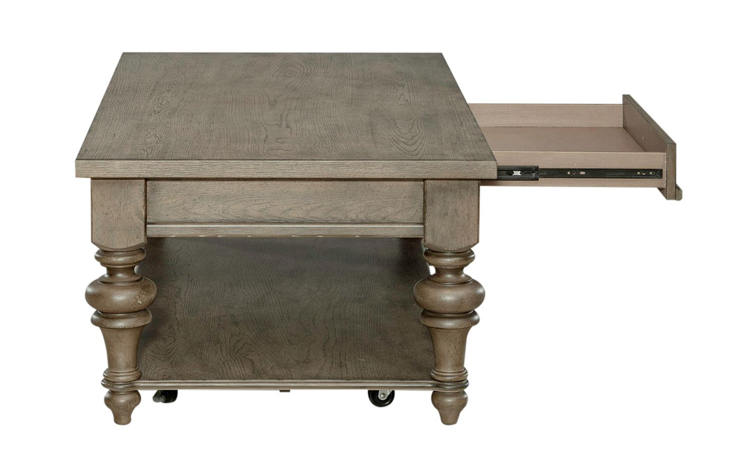 Americana Farmhouse Wood Cocktail Table Set with Shelf