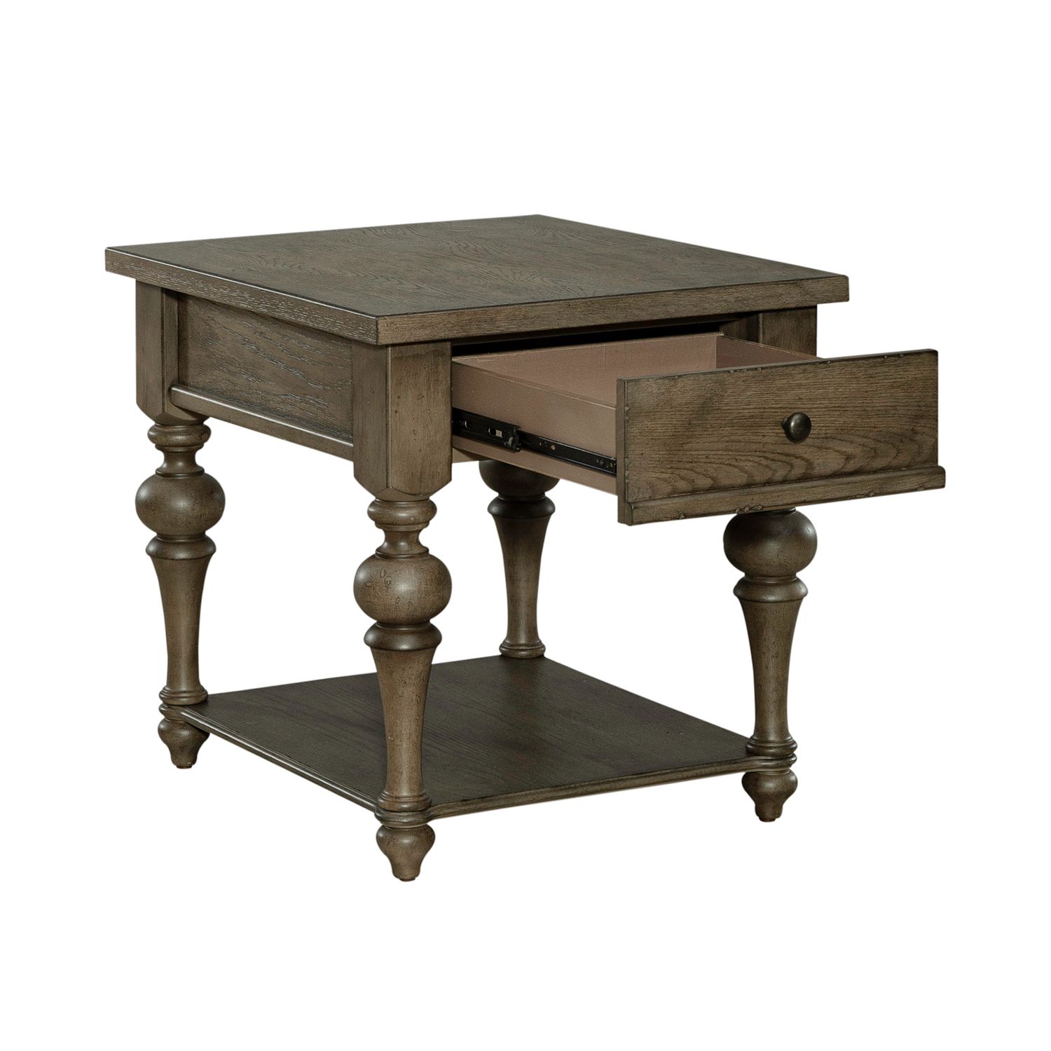 Americana Farmhouse Square Wood 1-Drawer End Table