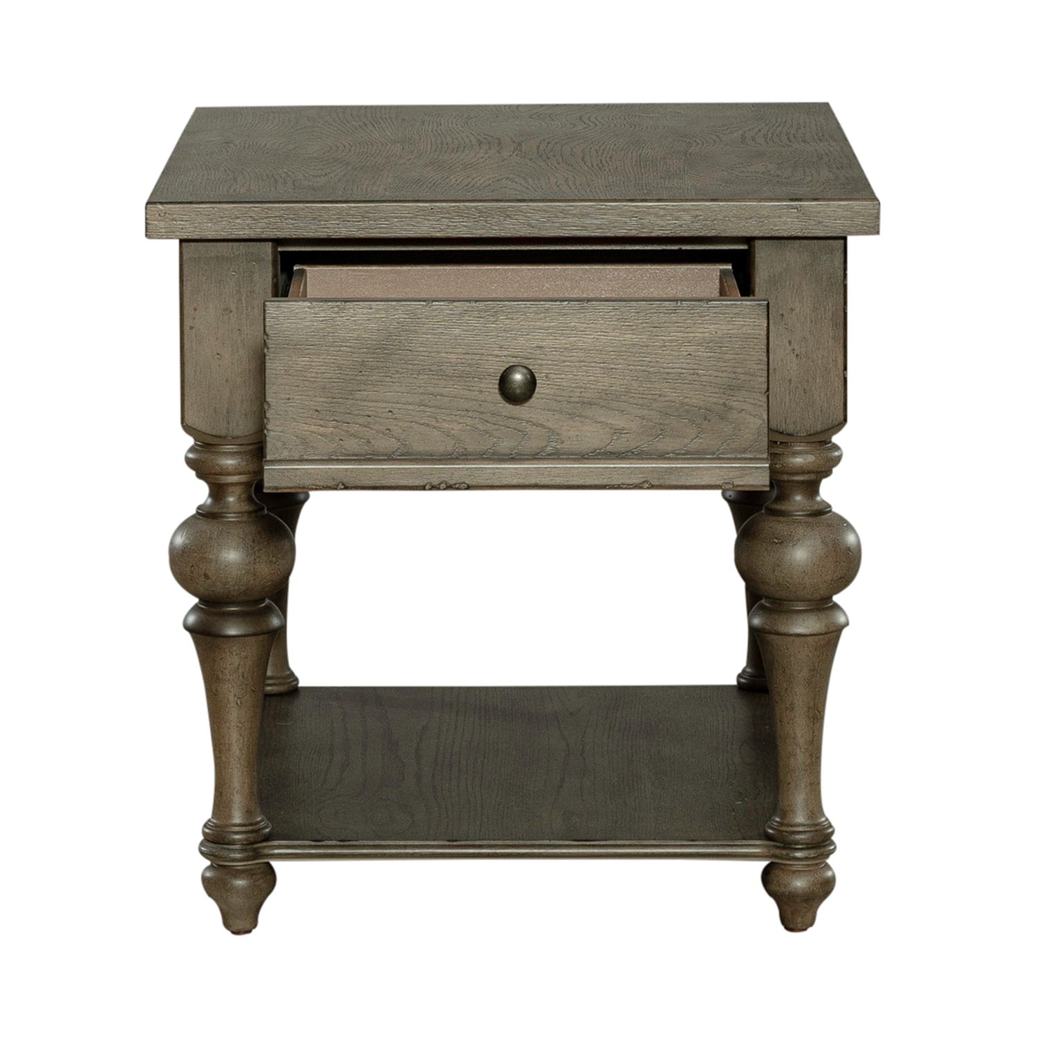 Americana Farmhouse Square Wood 1-Drawer End Table