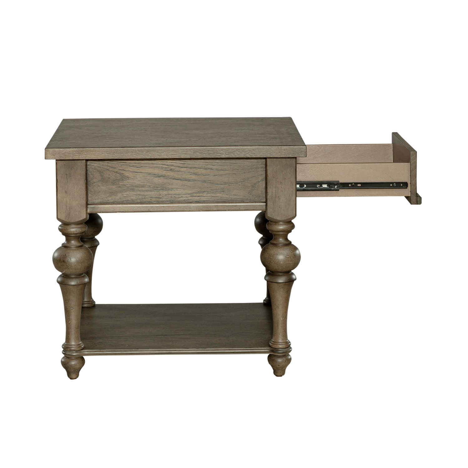 Americana Farmhouse Square Wood 1-Drawer End Table