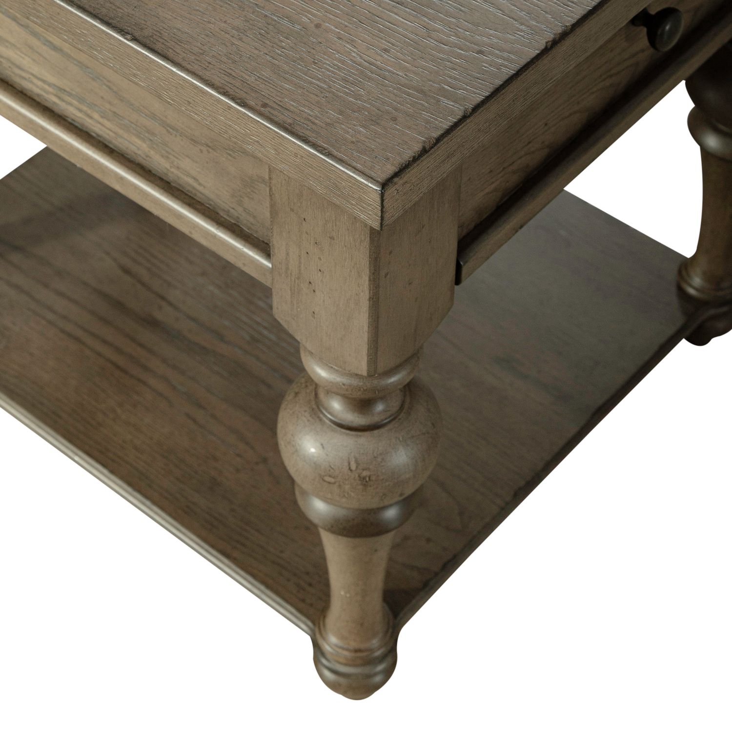 Americana Farmhouse Wood Cocktail Table Set with Shelf