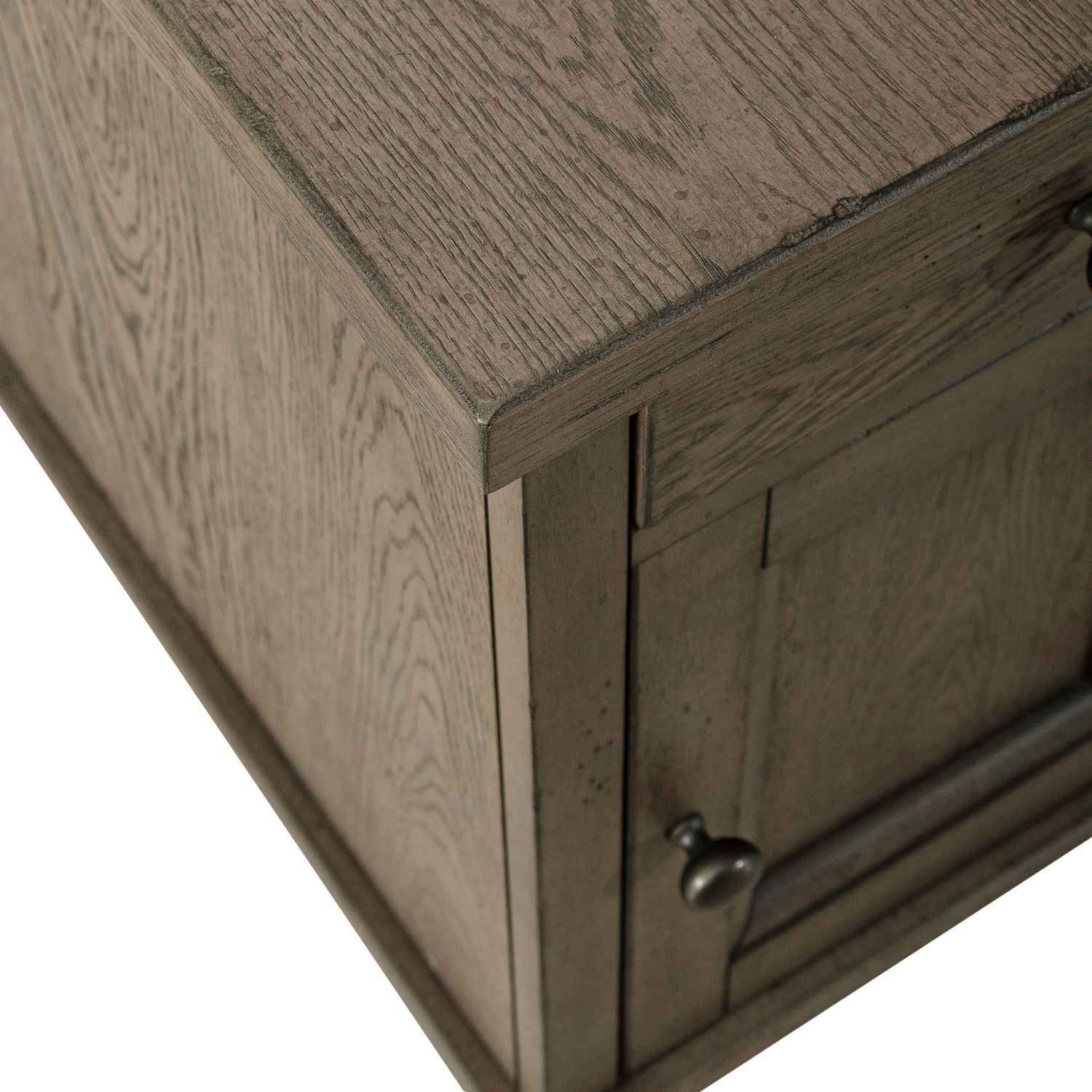 Americana Farmhouse Rectangular Wood 1-Door 1-Drawer Chairside Table w/Charging Station