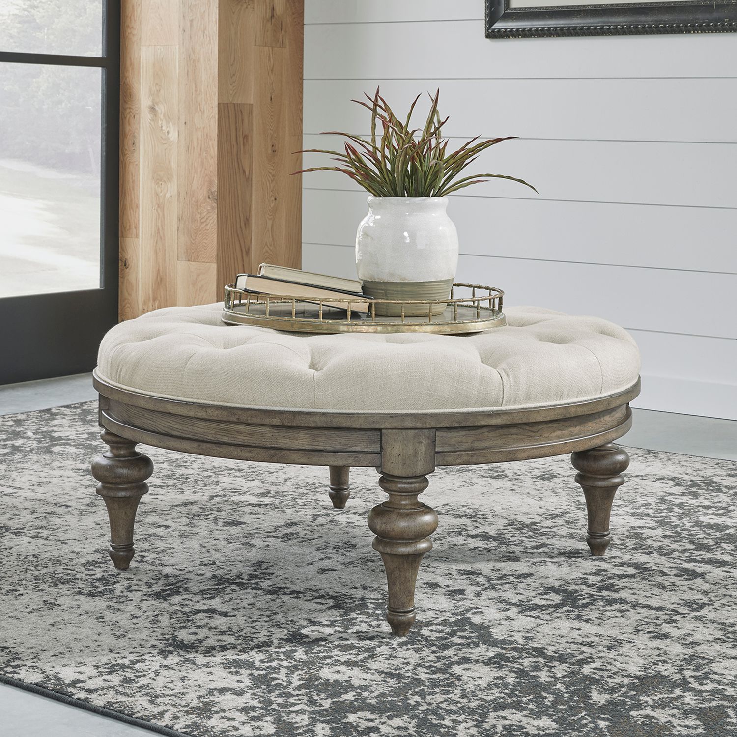 Americana Farmhouse Wood Cocktail Table Set with Shelf