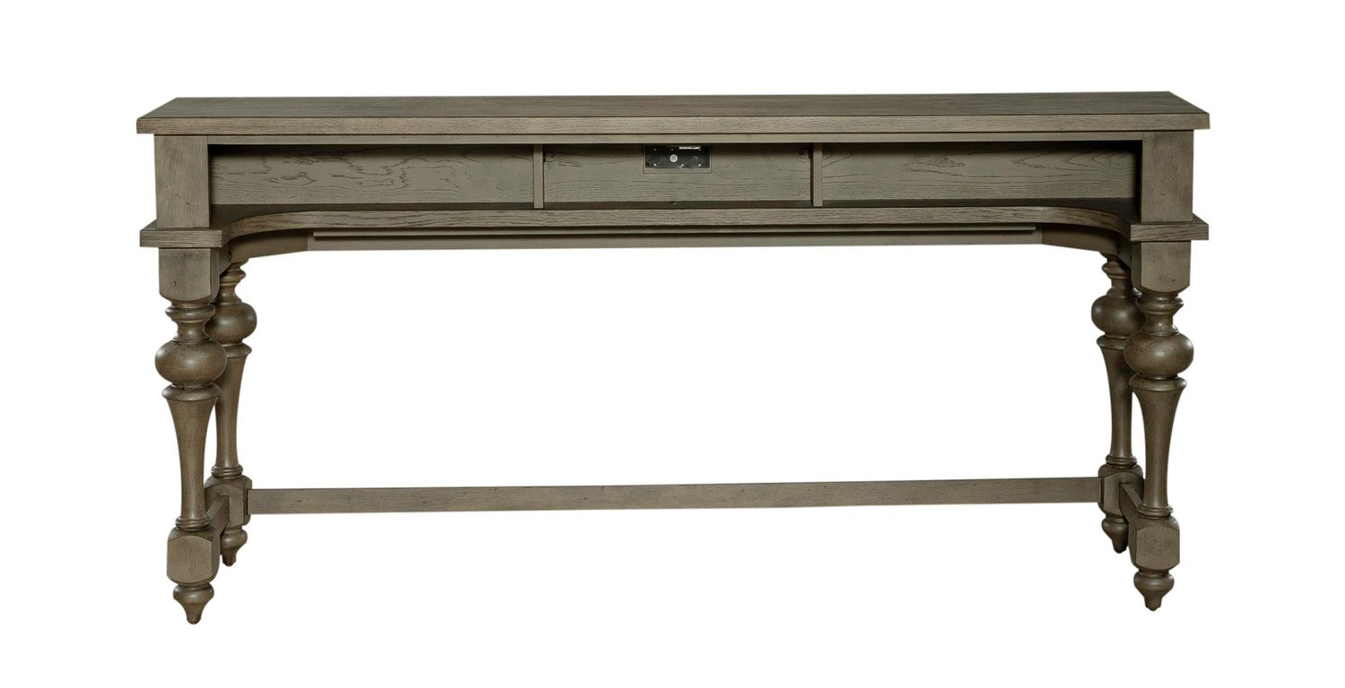 Americana Farmhouse Rectangular Wood Console Bar Table w/Charging Station