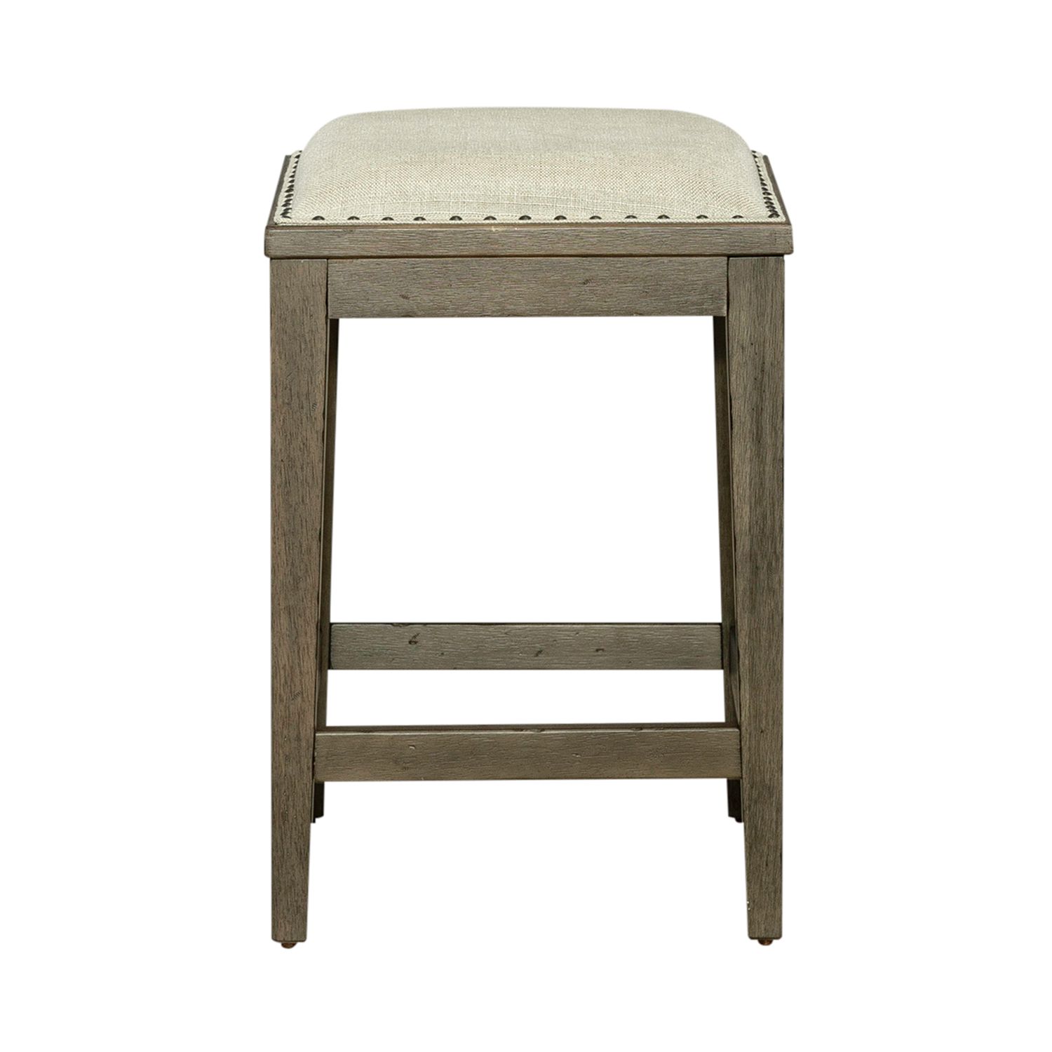 Americana Farmhouse Linen/Wood Console Stool