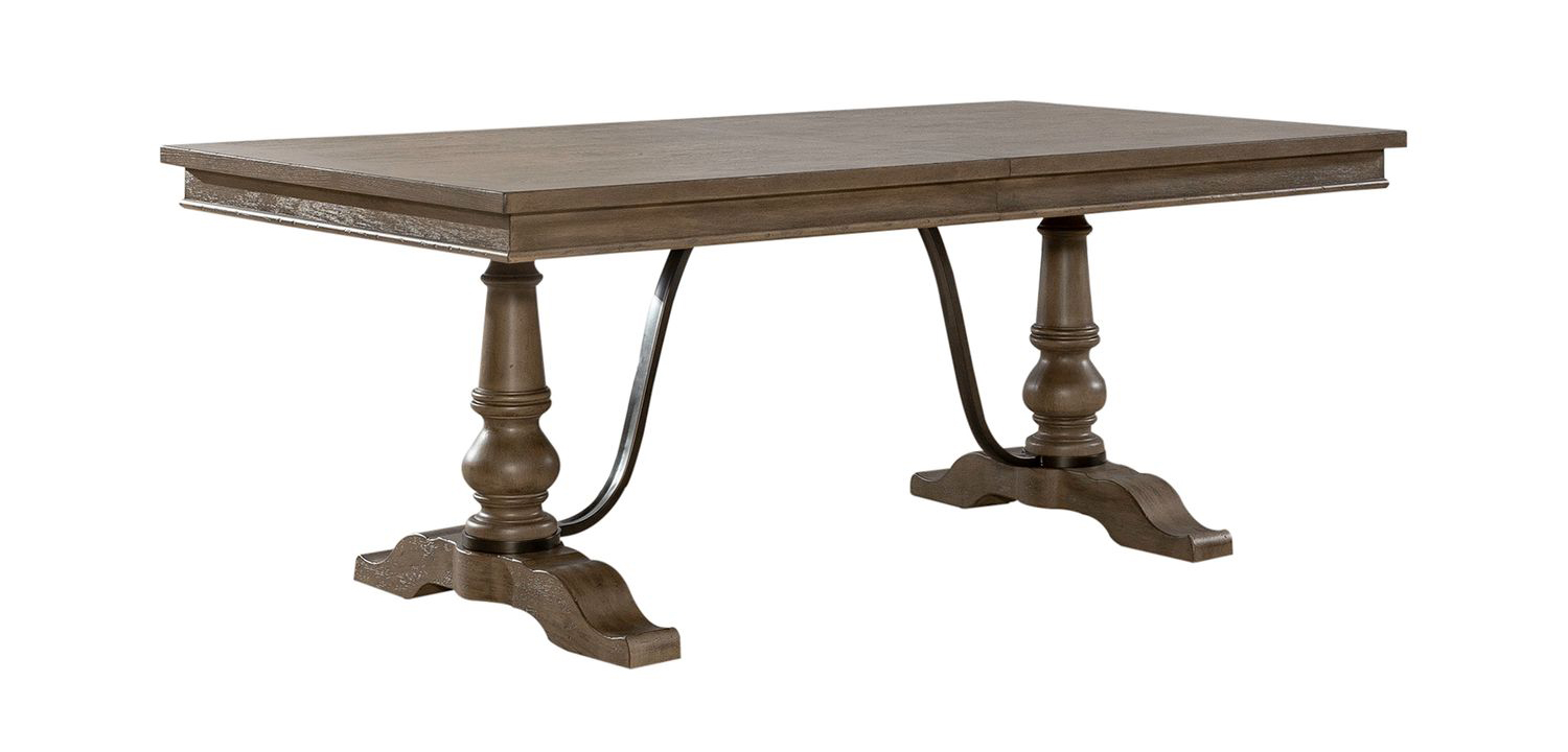 Americana Farmhouse Wood Extendable Trestle Dining Set | SohoMod