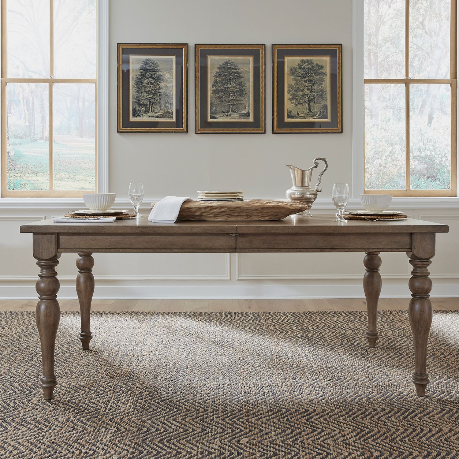 Americana Farmhouse Wood Extendable Dining Set | Dusty Taupe