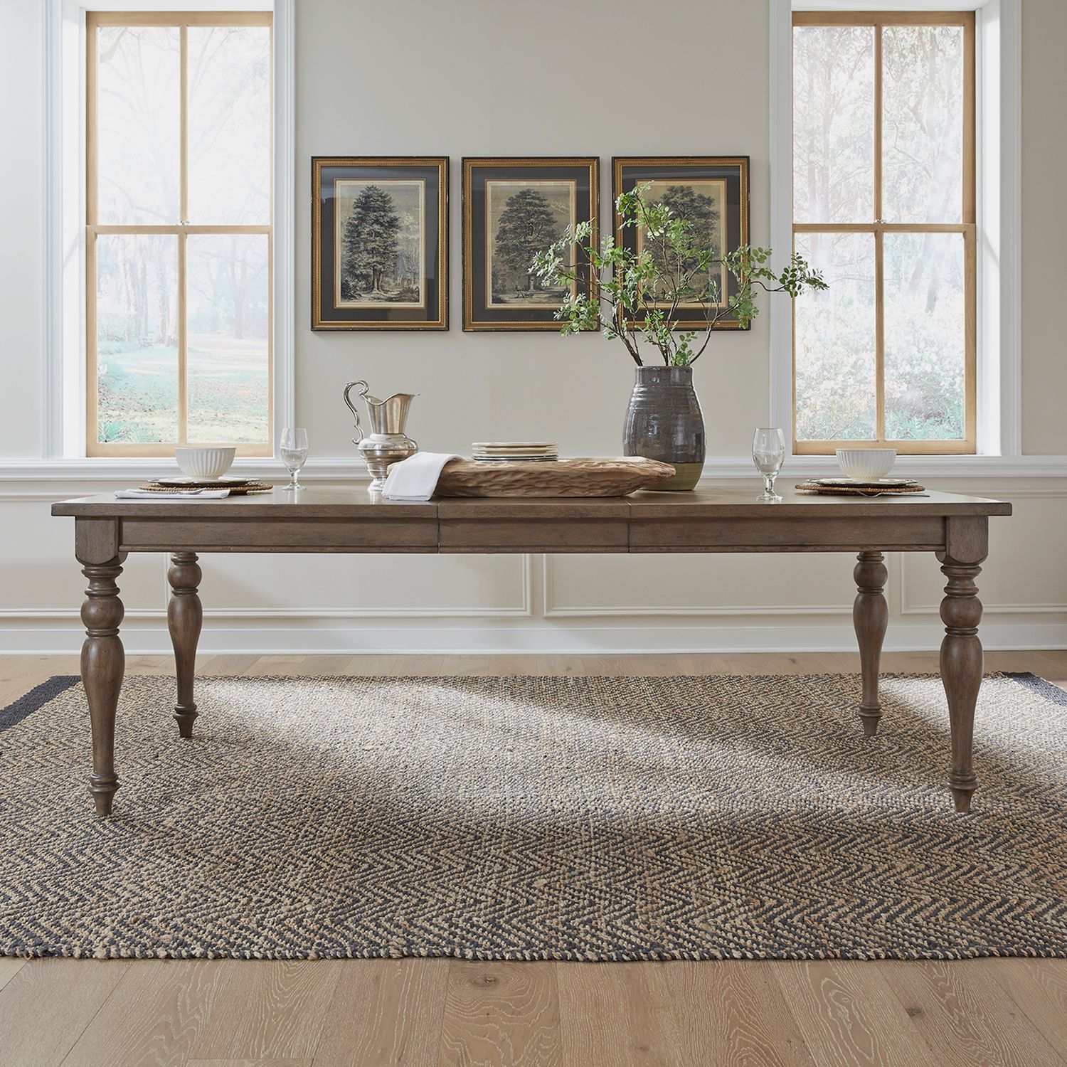Americana Farmhouse Wood Extendable Dining Set | Dusty Taupe