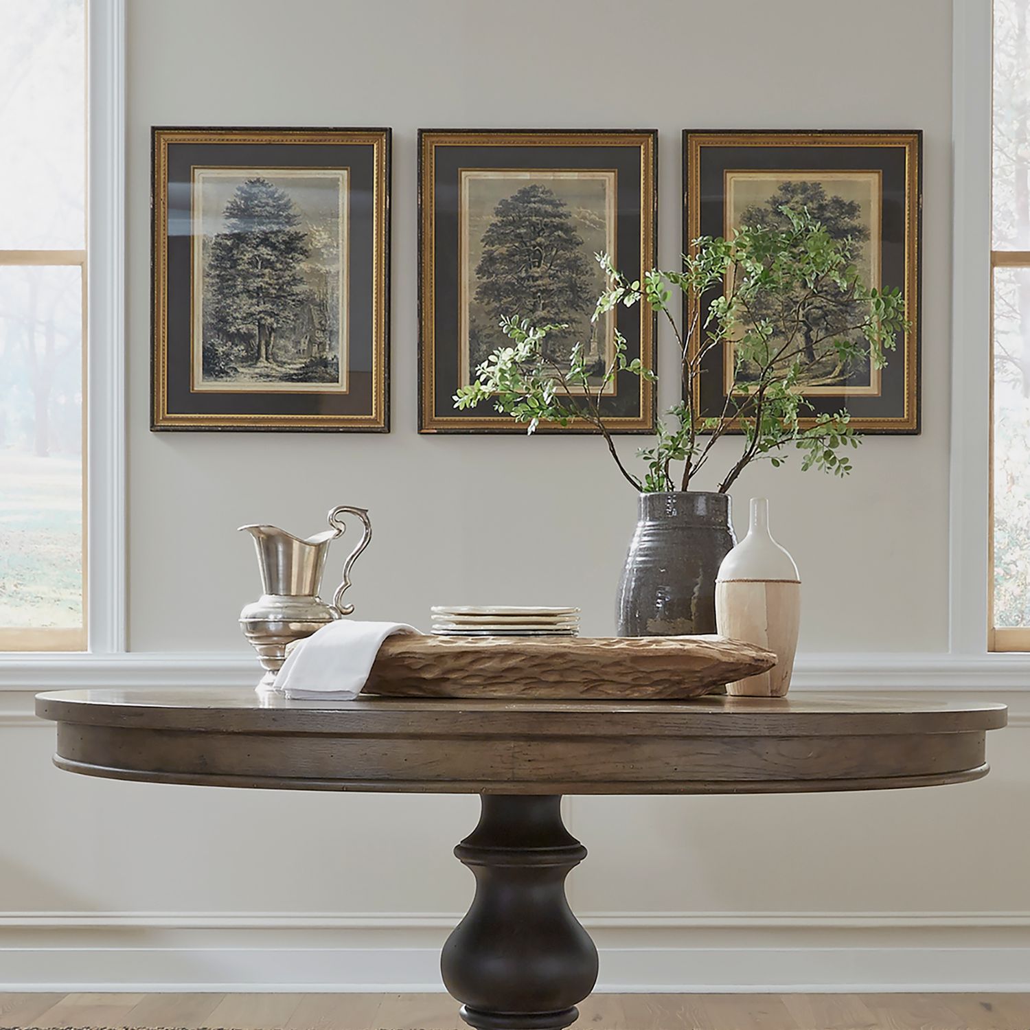 Americana Farmhouse Round Wood Dining Table