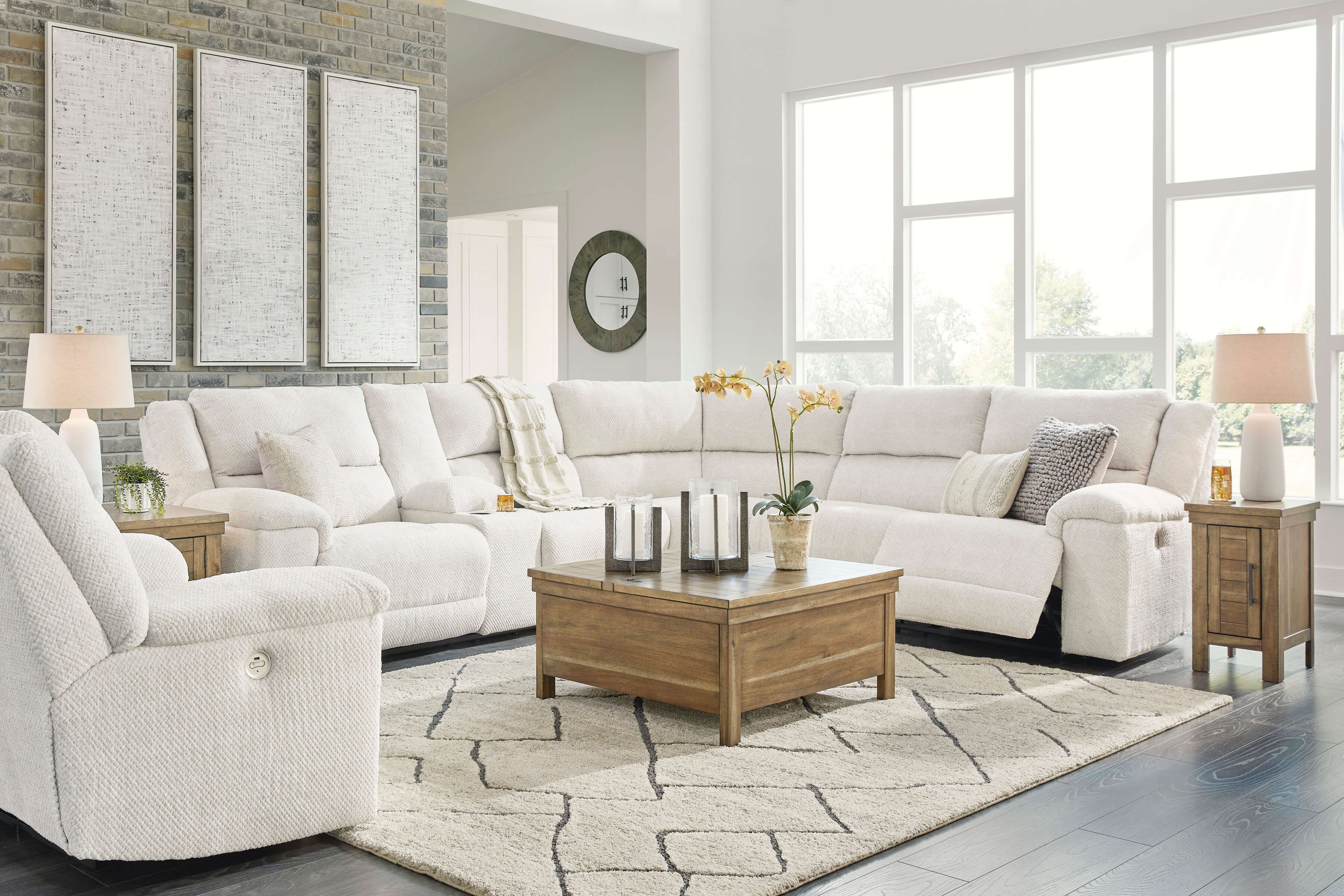 Keensburg 3-Piece Polyester Power Reclining Sectional w/Console, Left-Arm Facing