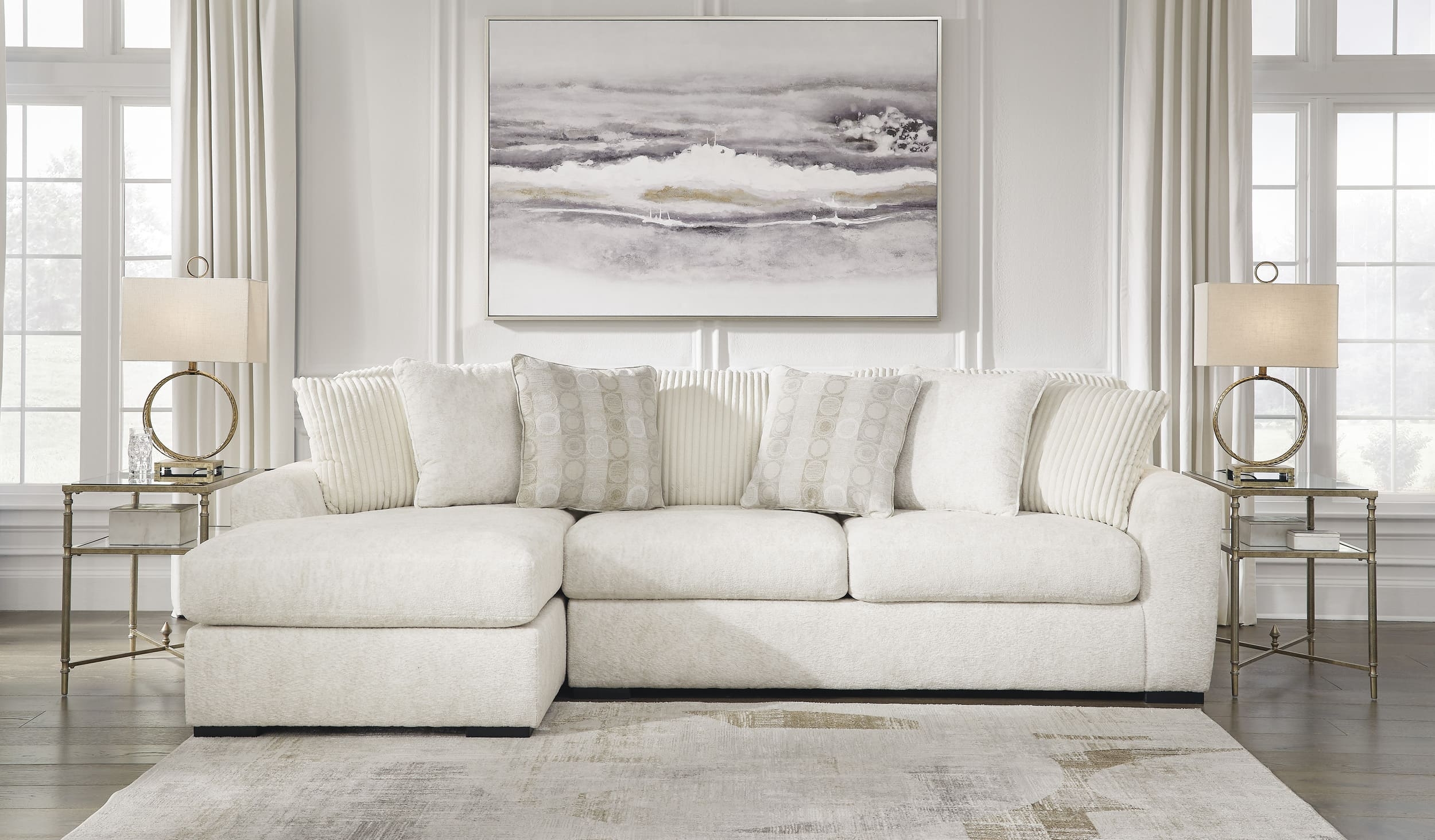 Chessington 2-Piece Polyester L-Shaped Sectional w/Left Arm Chaise Facing