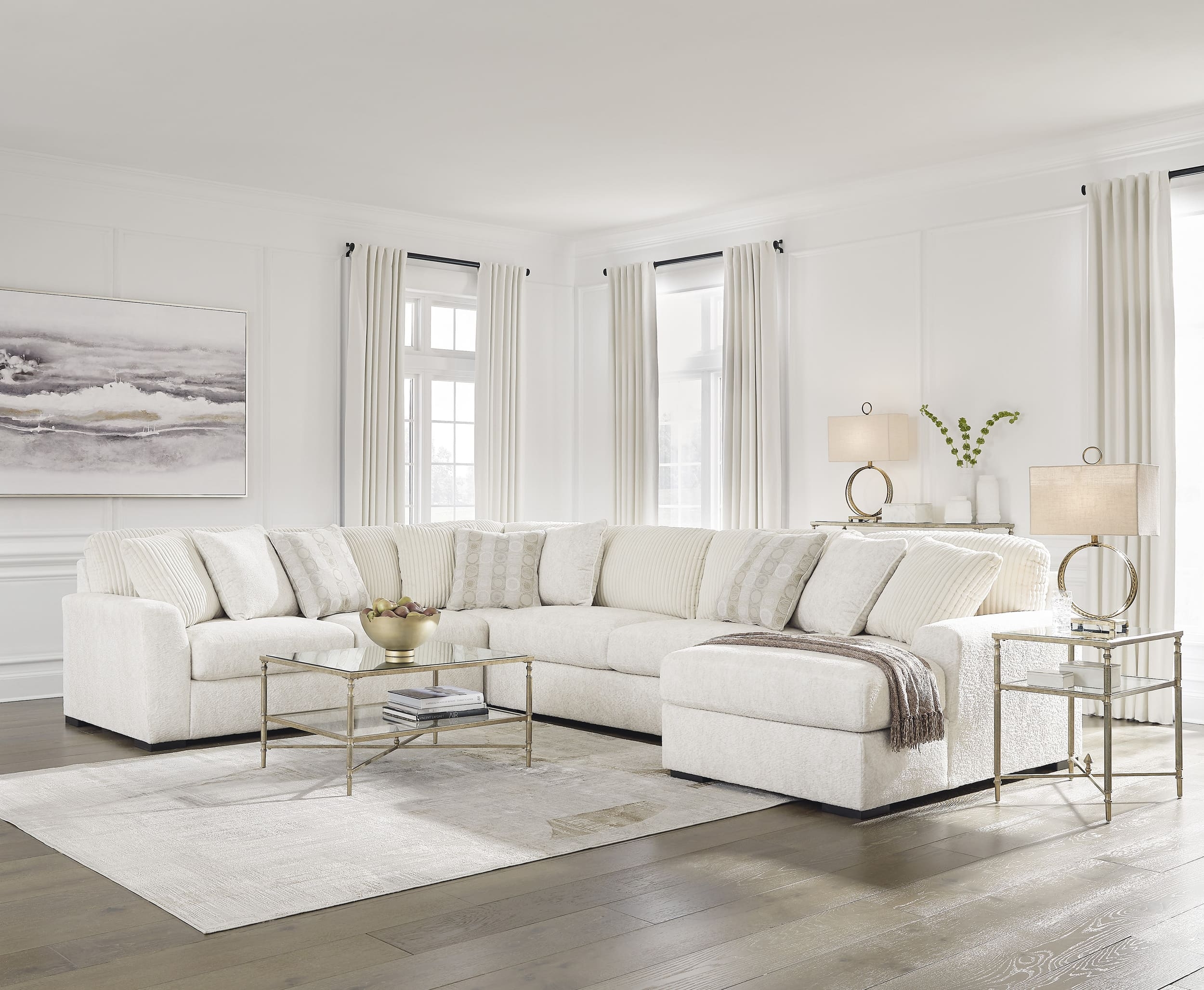 Chessington 4-Piece Polyester U-Shaped Sectional w/Right Arm Chaise Facing
