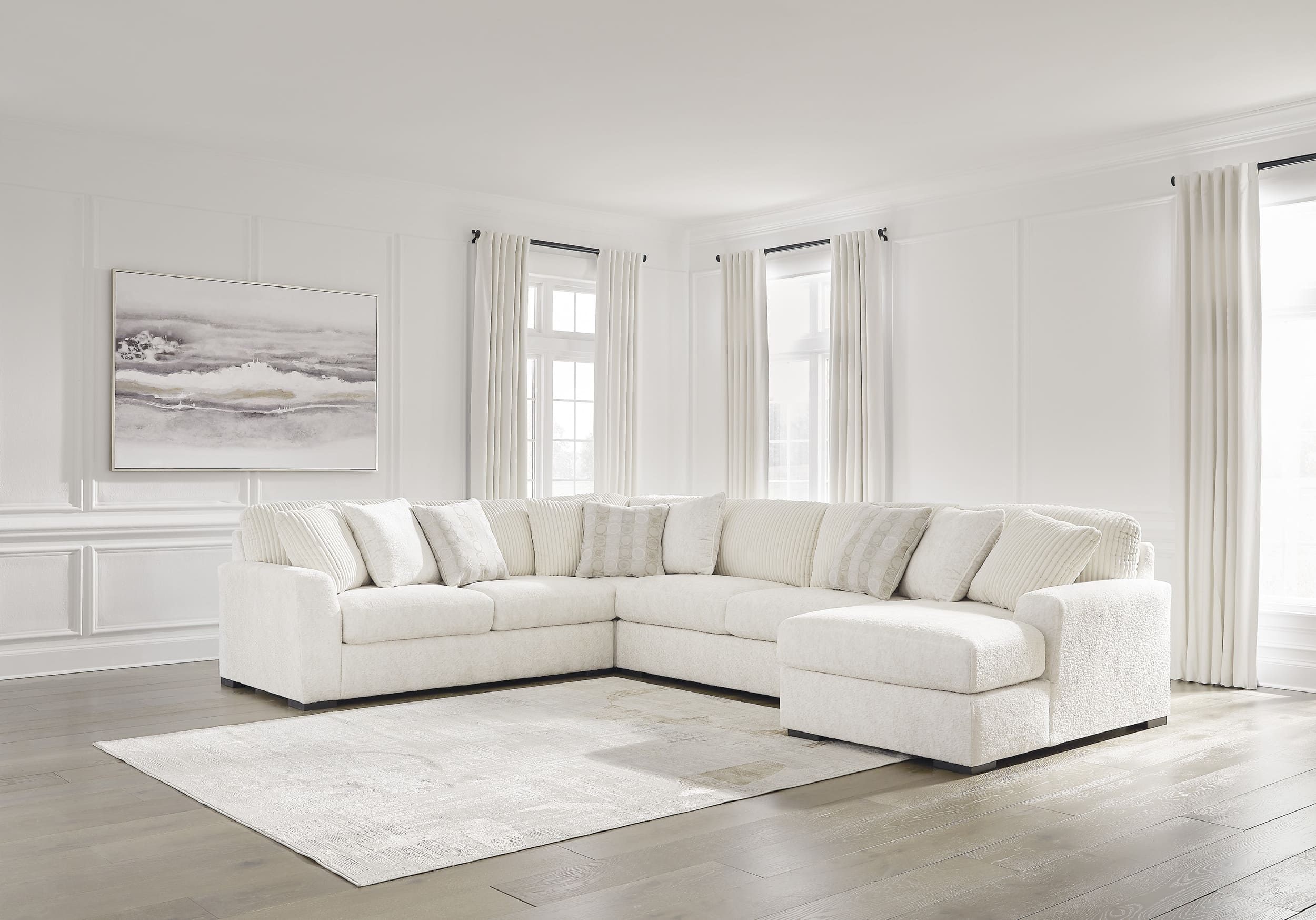 Chessington 4-Piece Polyester U-Shaped Sectional w/Right Arm Chaise Facing