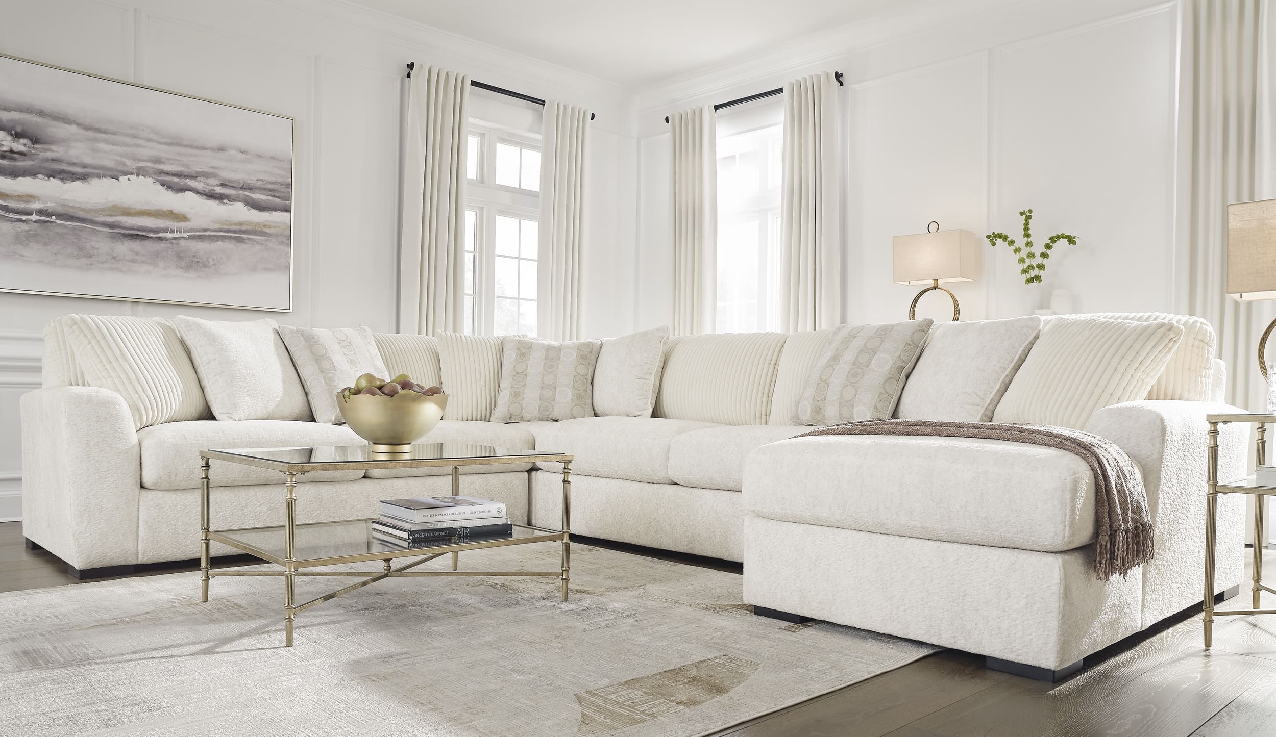 Chessington 4-Piece Polyester U-Shaped Sectional w/Right Arm Chaise Facing