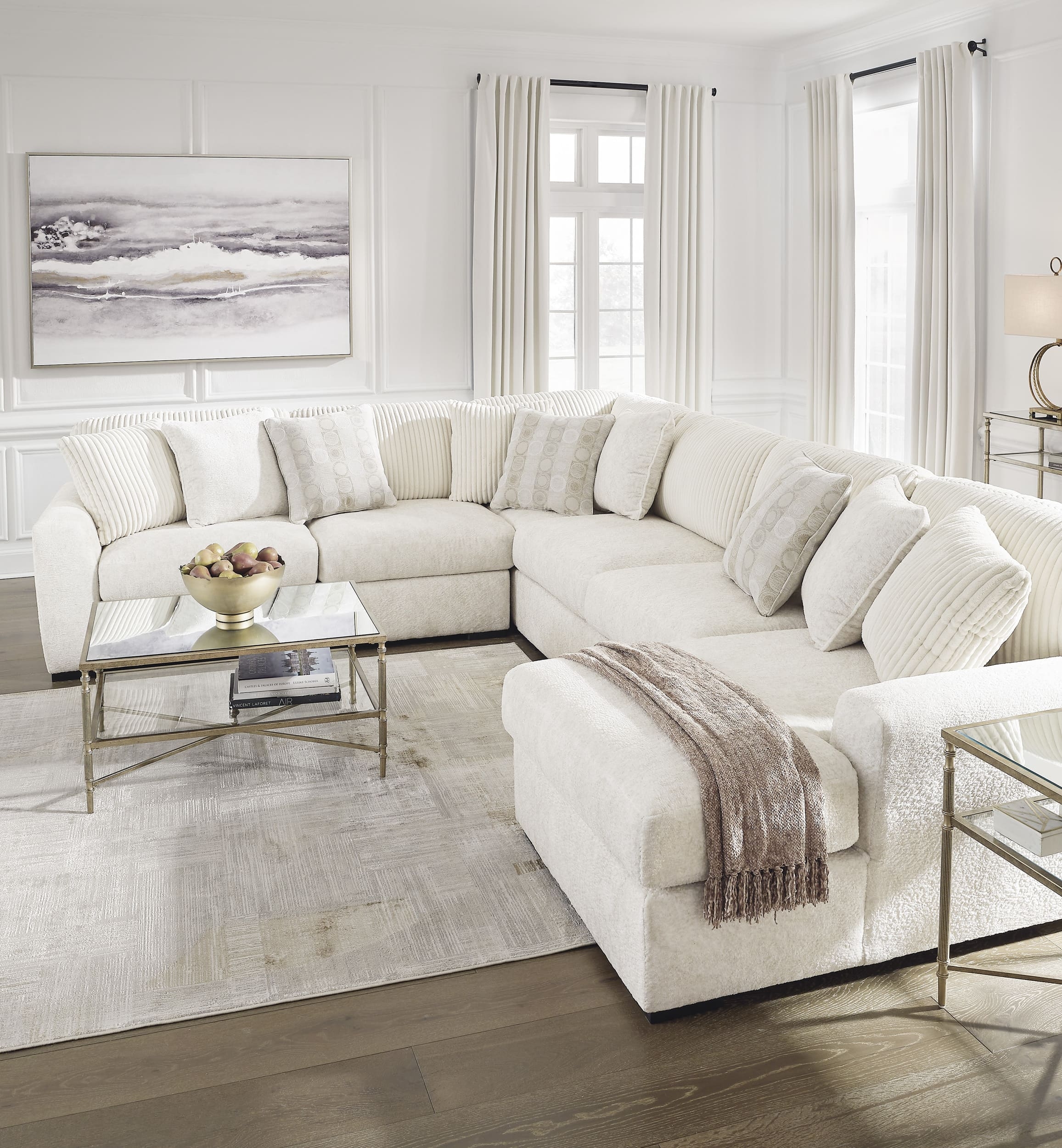Chessington 4-Piece Polyester U-Shaped Sectional w/Right Arm Chaise Facing