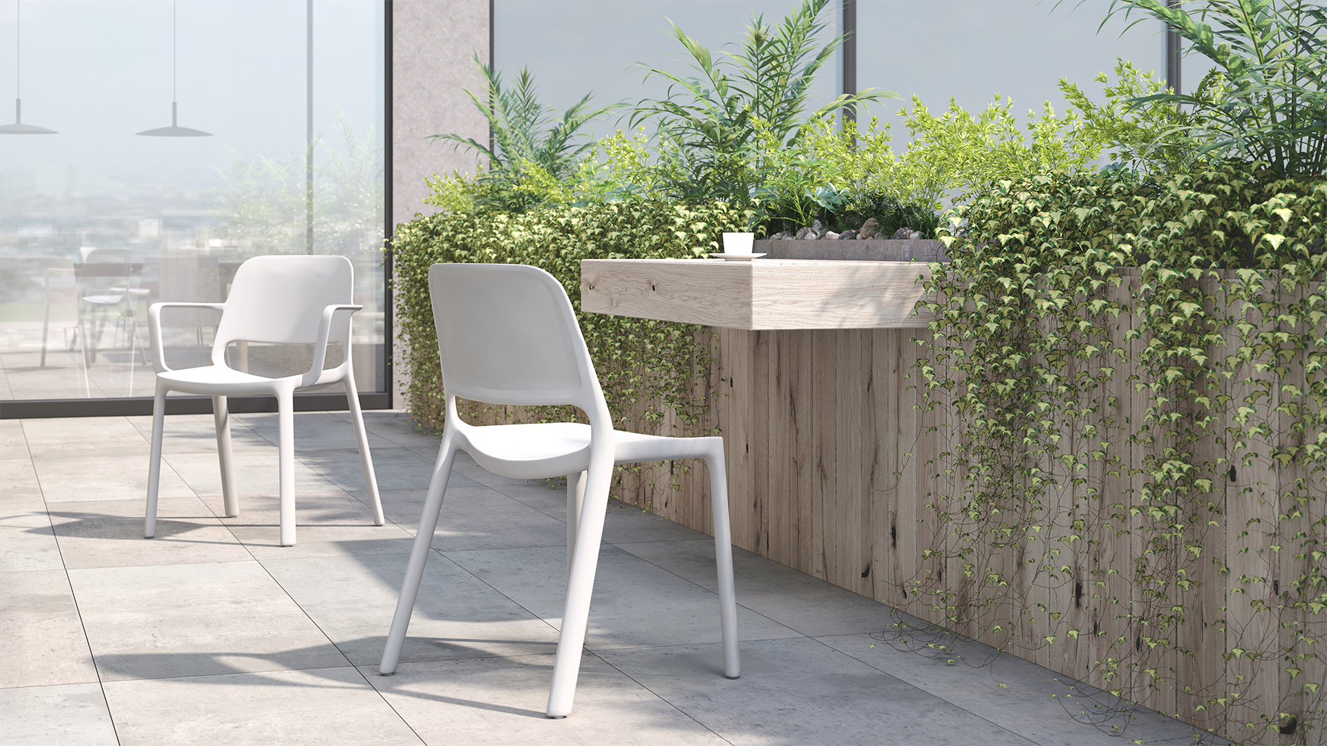Polytone O Set of 4 Legs Plastic Chairs w/Transparent Soft Plastic Glides