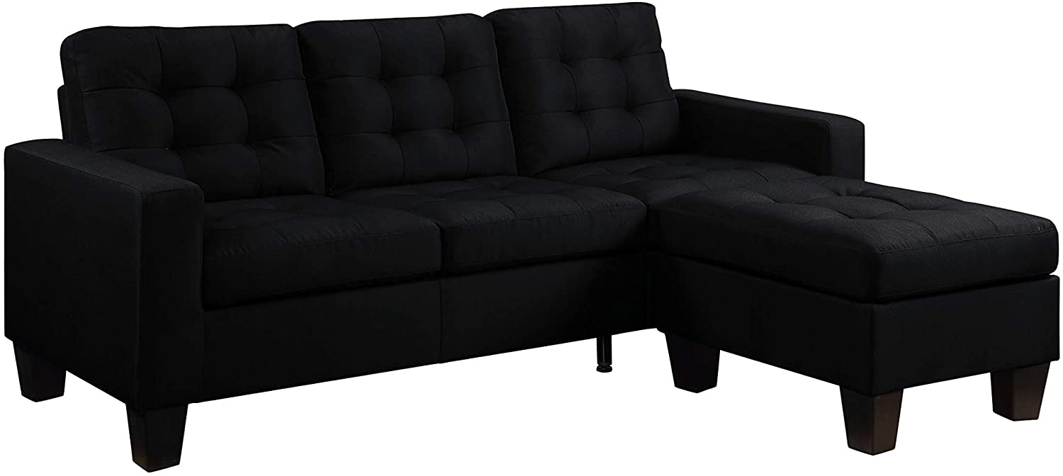 Earsom Linen Sectional Sofa w/Ottoman