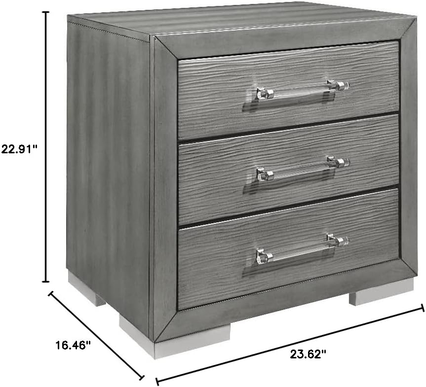 Tiffany MDF/Wood Nightstand w/3 Drawers