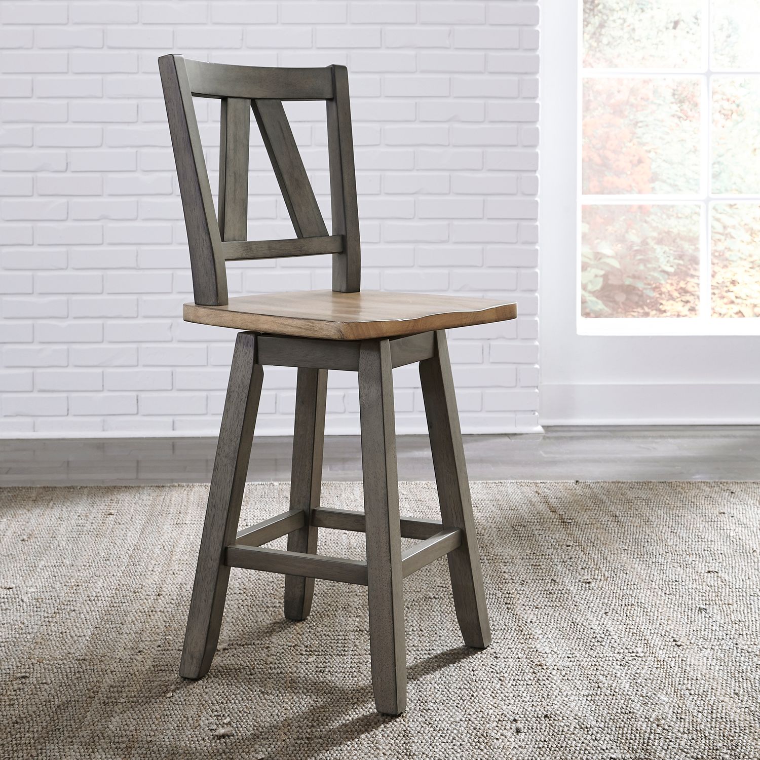 Lindsey Farm Wood Swivel Counter Height Chair