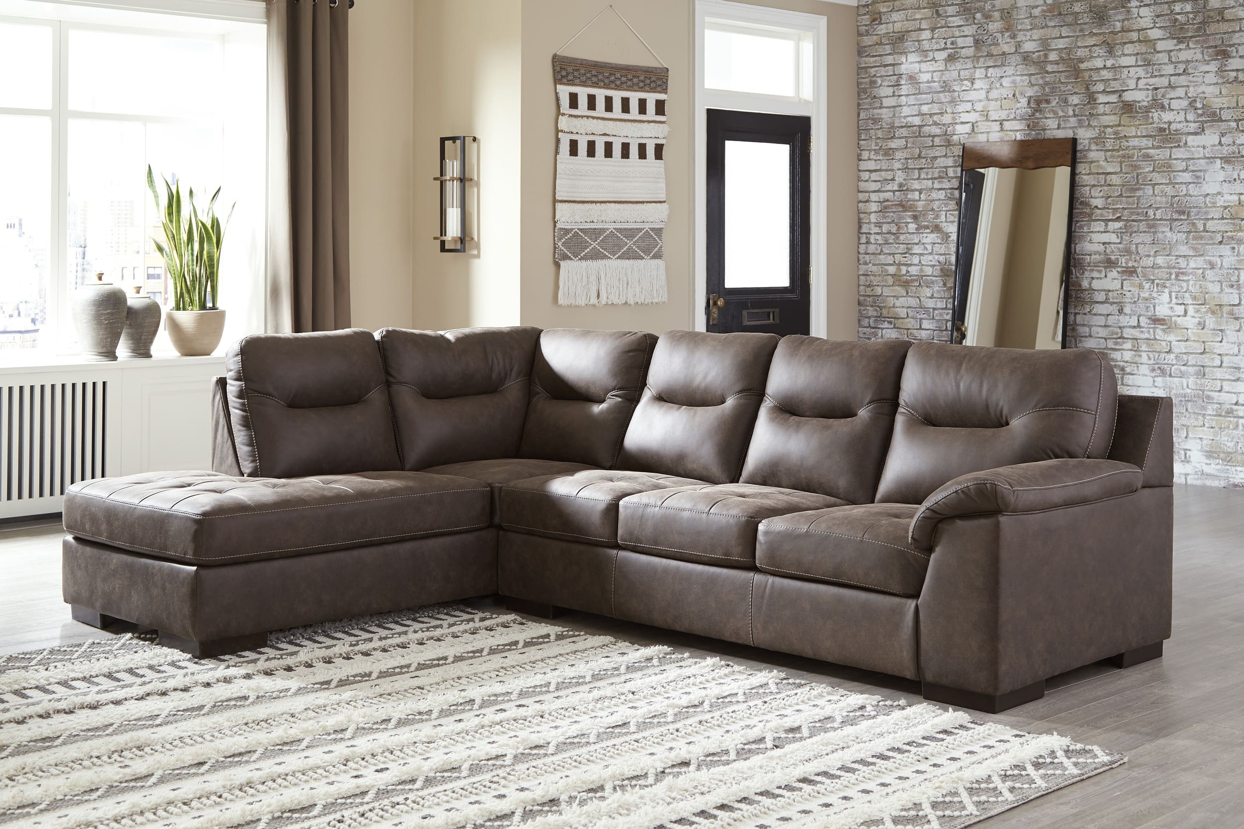 Maderla 2-Piece Faux Leather L-Shaped Sectional Sofa w/Left Arm Chaise Facing