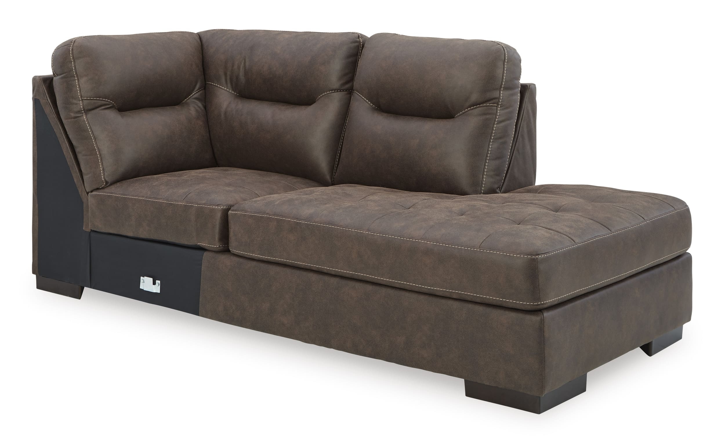 Maderla Faux Walnut Leather Sofa Chaise