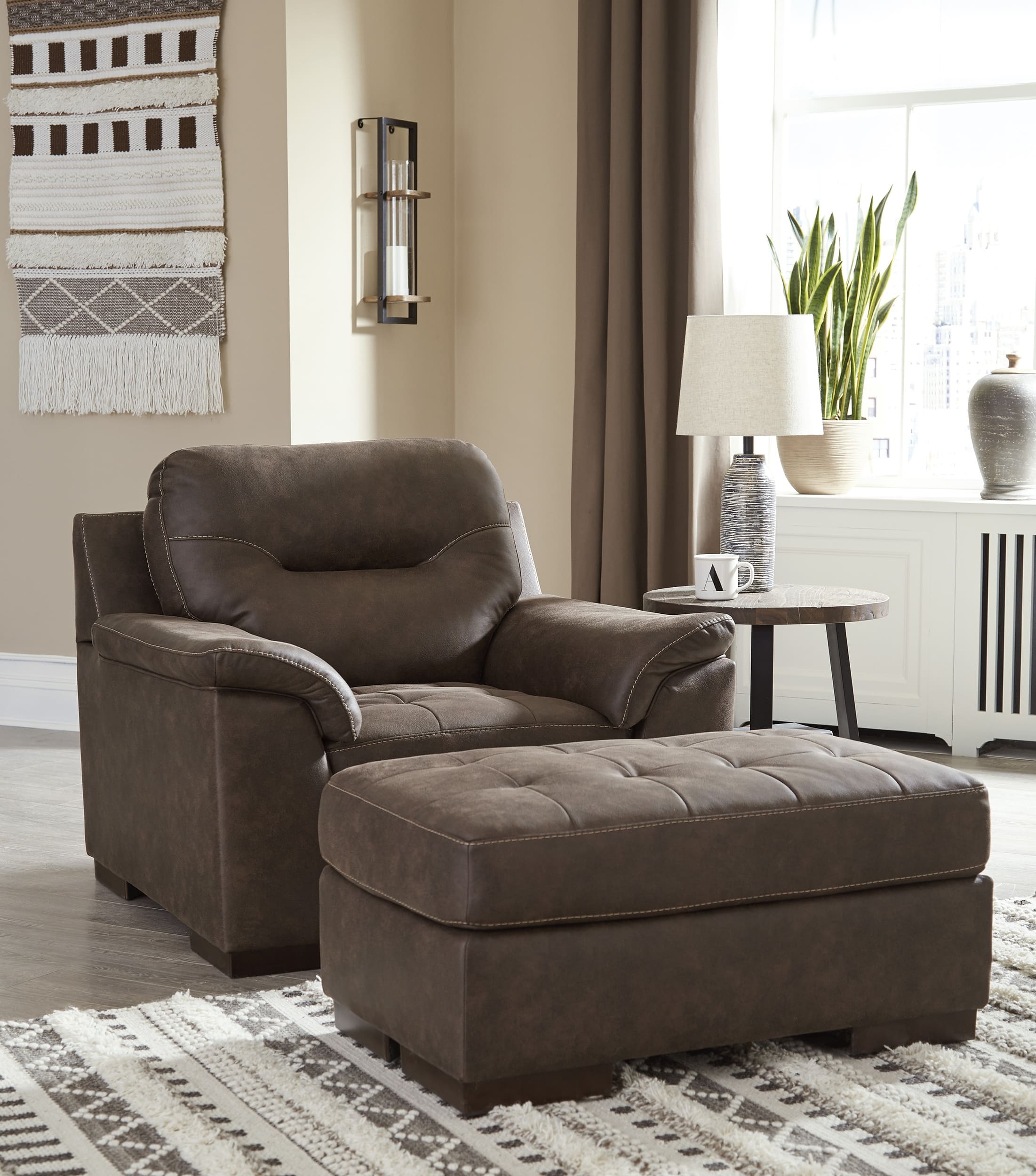 Maderla Faux Leather Ottoman