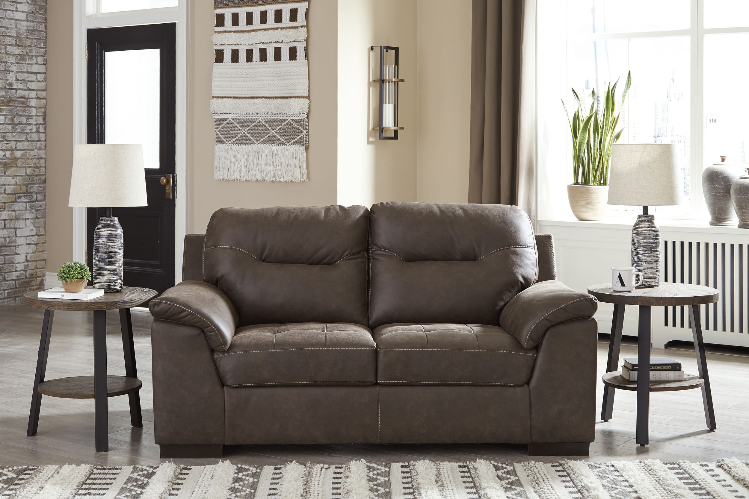 Maderla Faux Leather Loveseat