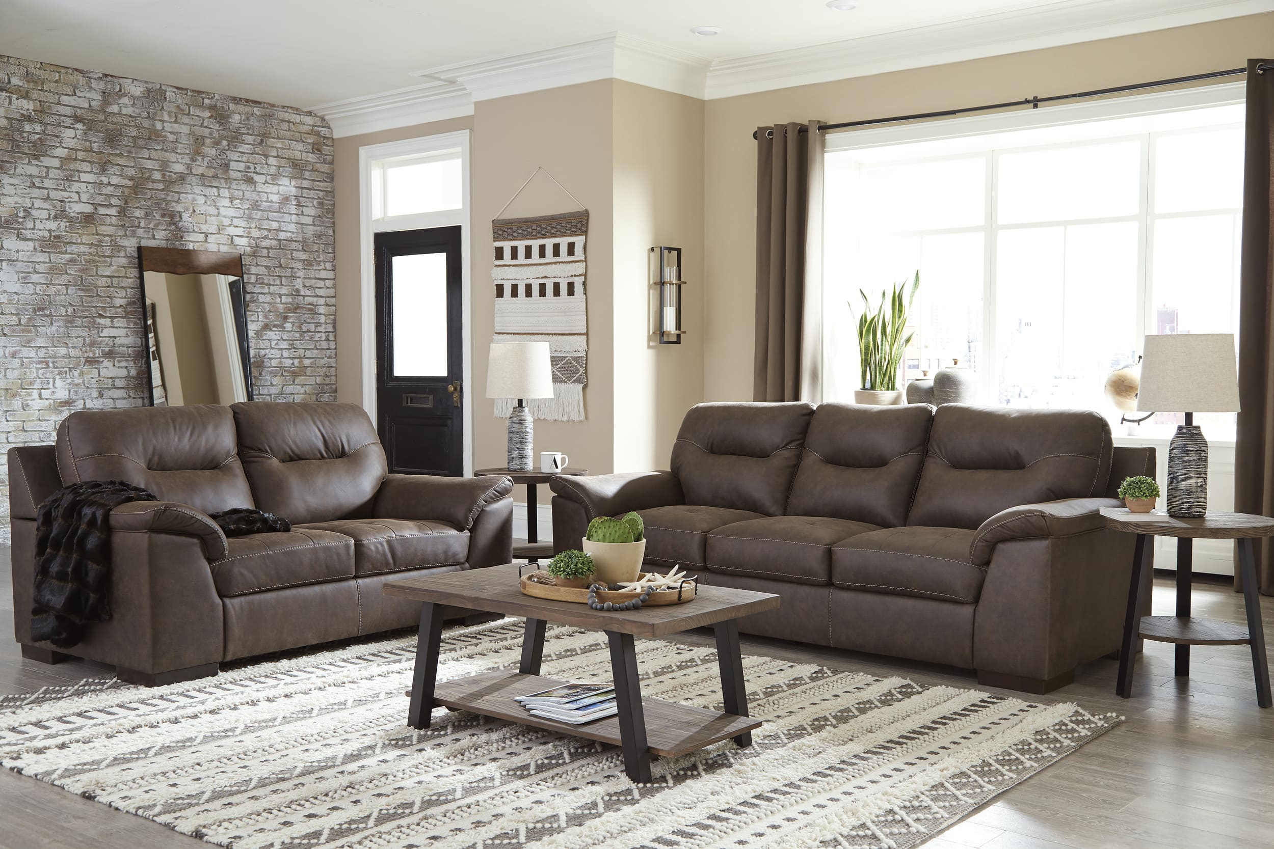 Maderla Faux Leather Sofa