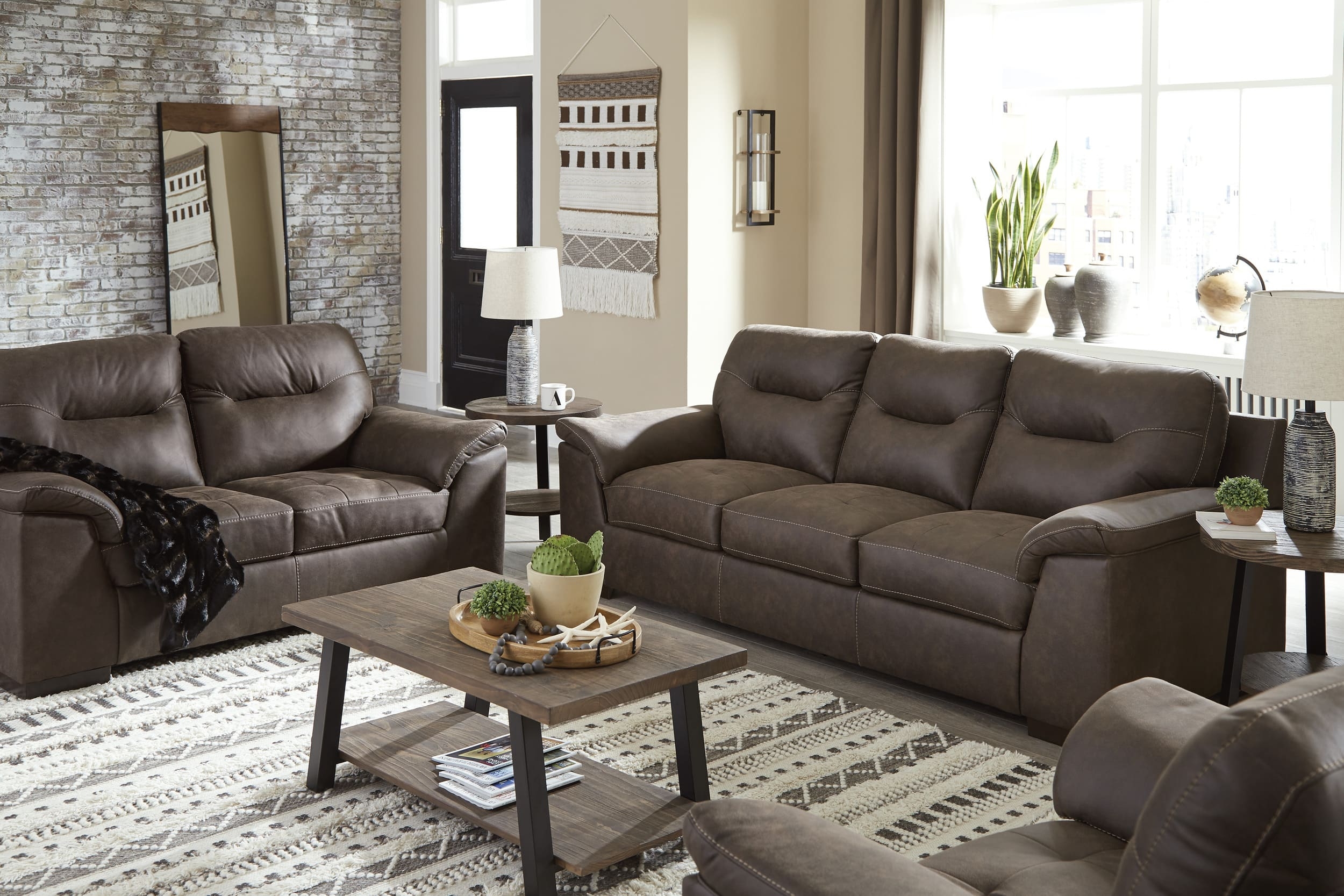 Maderla Faux Leather Living Room Set