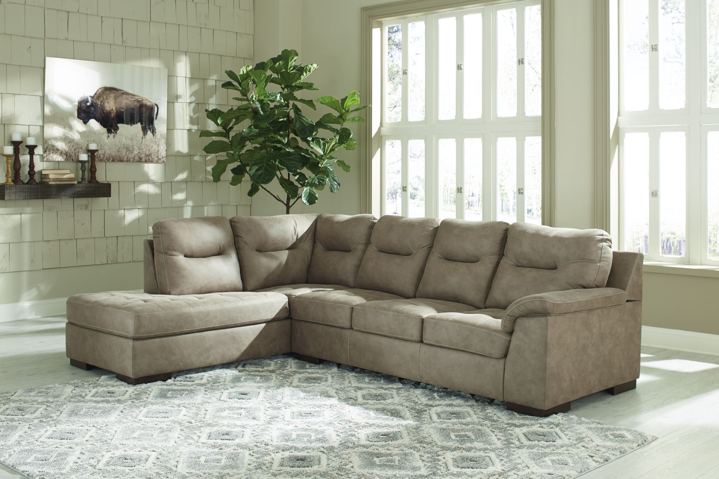 Maderla 2-Piece Faux Leather L-Shaped Sectional Sofa w/Left Arm Chaise Facing