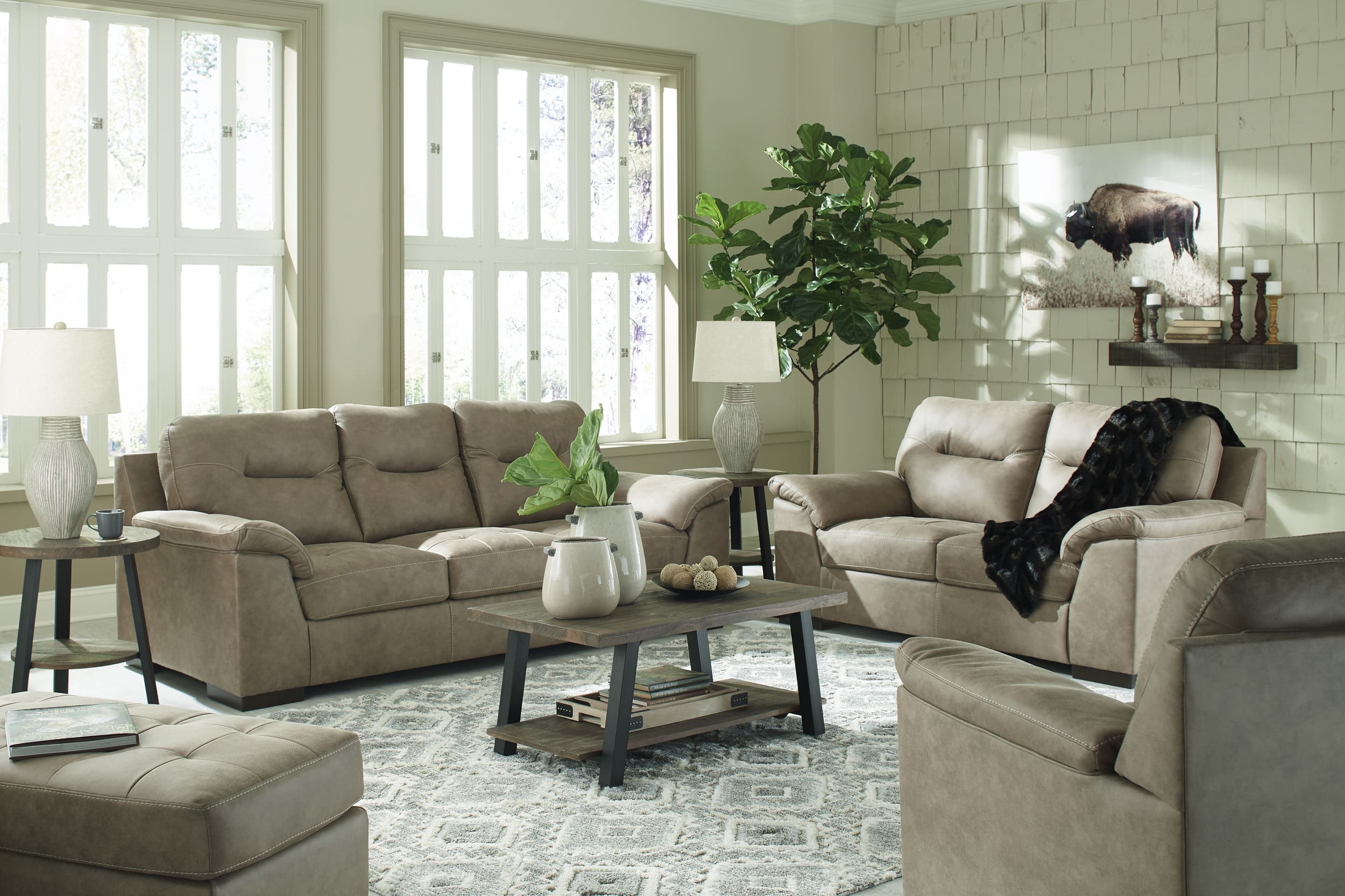 Maderla Faux Leather Sofa