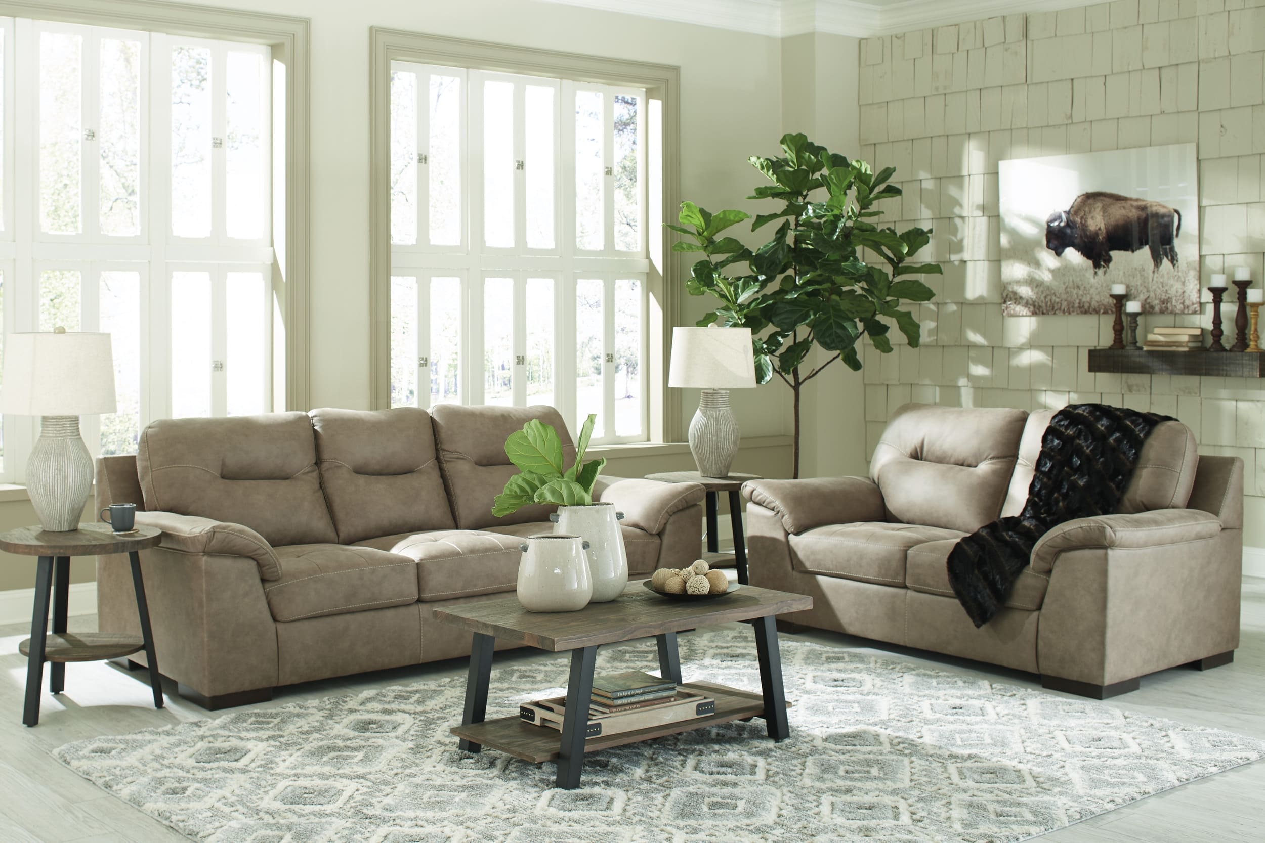 Maderla Faux Leather Loveseat