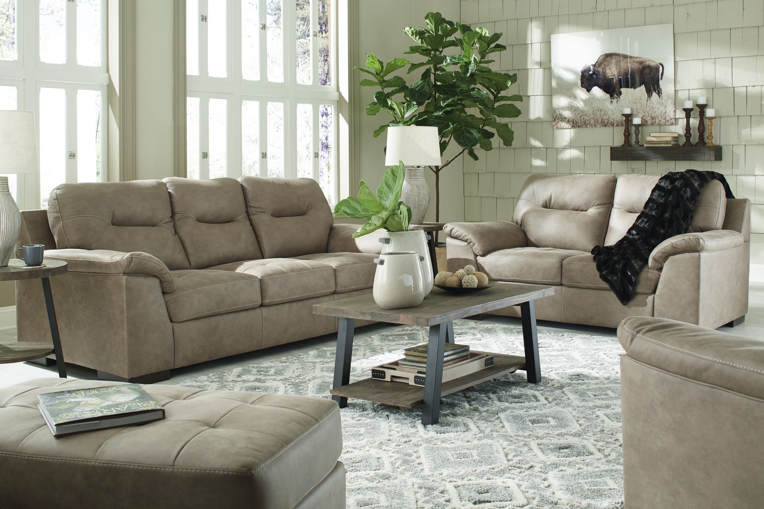 Maderla Faux Leather Living Room Set