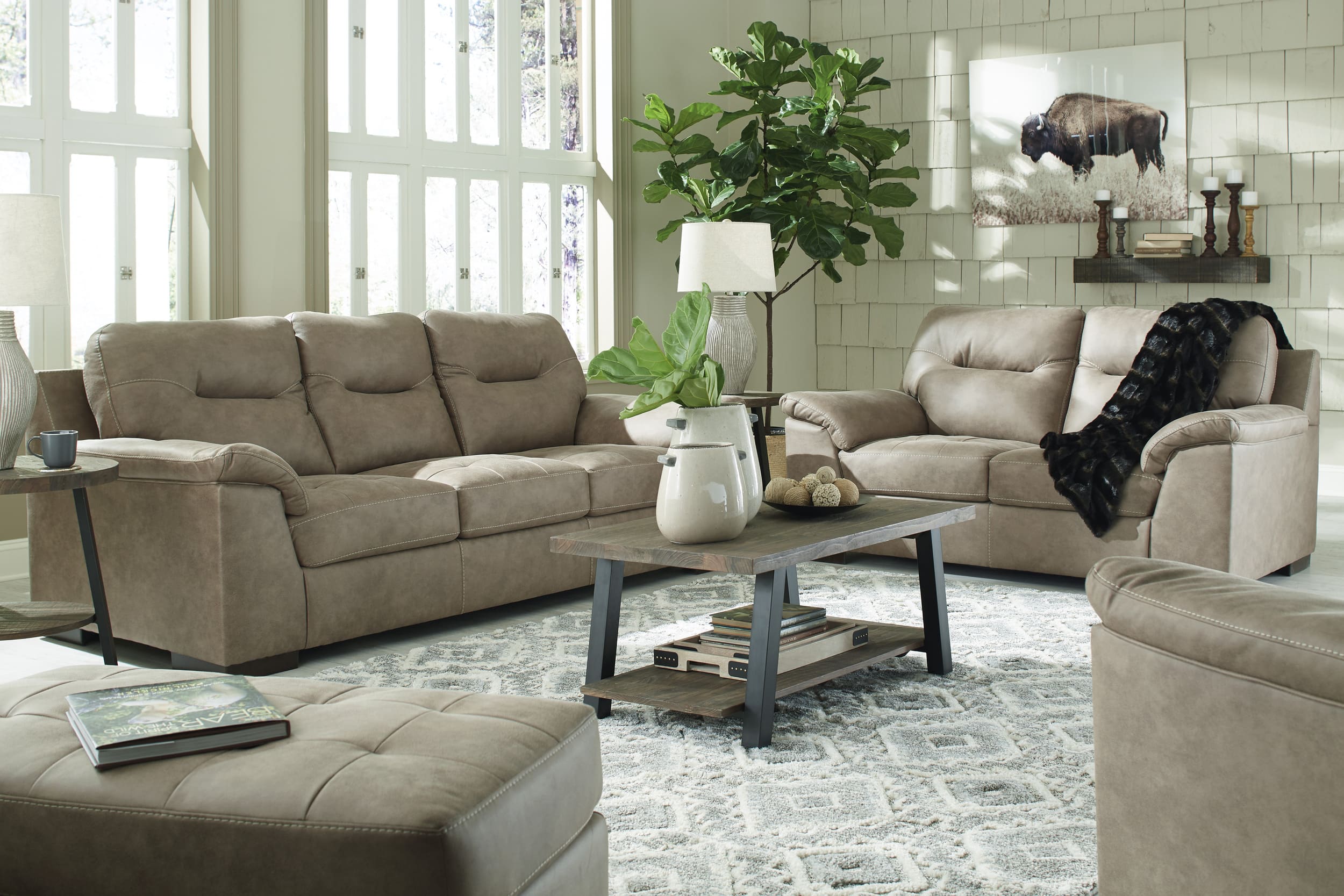 Maderla Faux Leather Sofa
