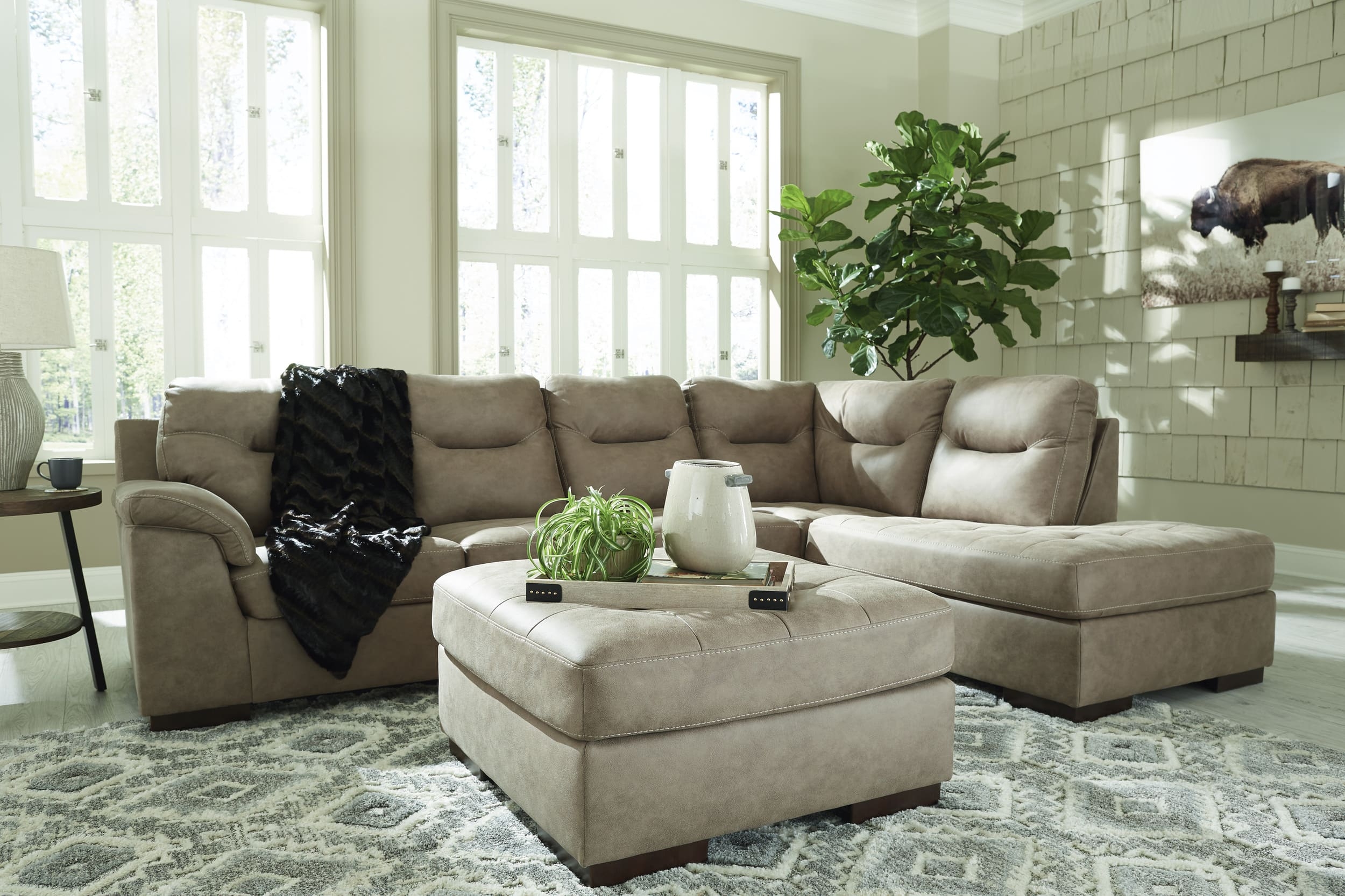 Maderla 2-Piece Faux Leather L-Shaped Sectional Sofa w/Right Arm Chaise Facing