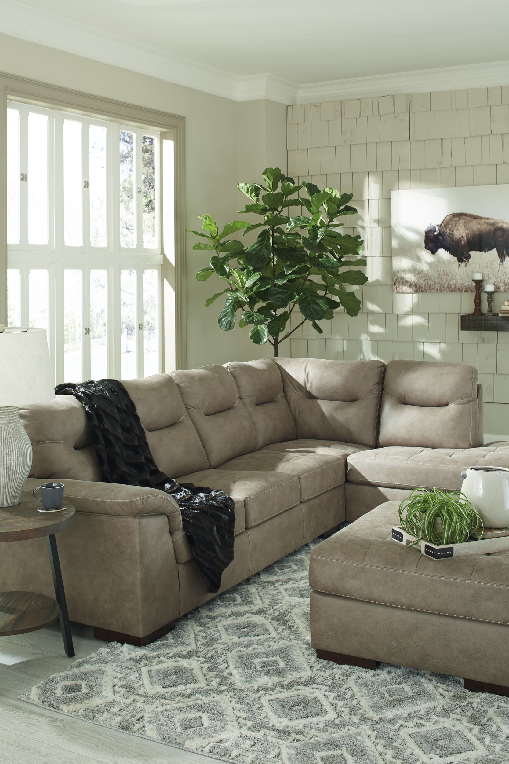 Maderla 2-Piece Faux Leather L-Shaped Sectional Sofa w/Right Arm Chaise Facing