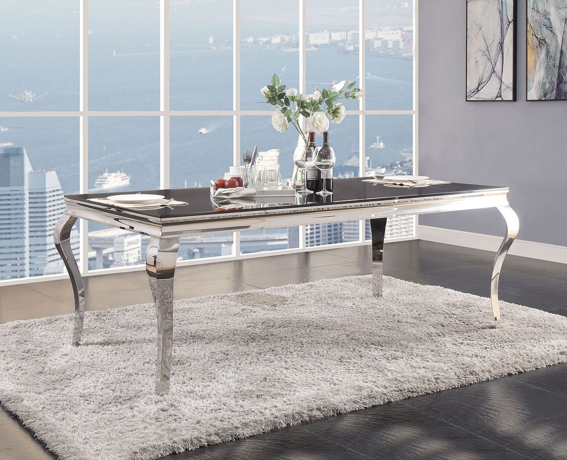 Fabiola Glass/Steel Dining Table