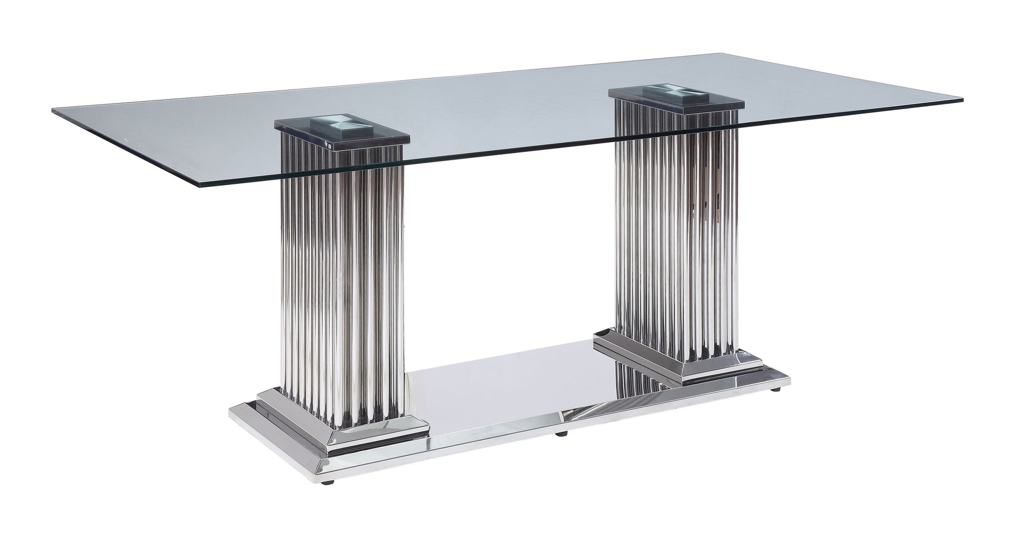 Cyrene Glass/Metal Rectangular Dining Set