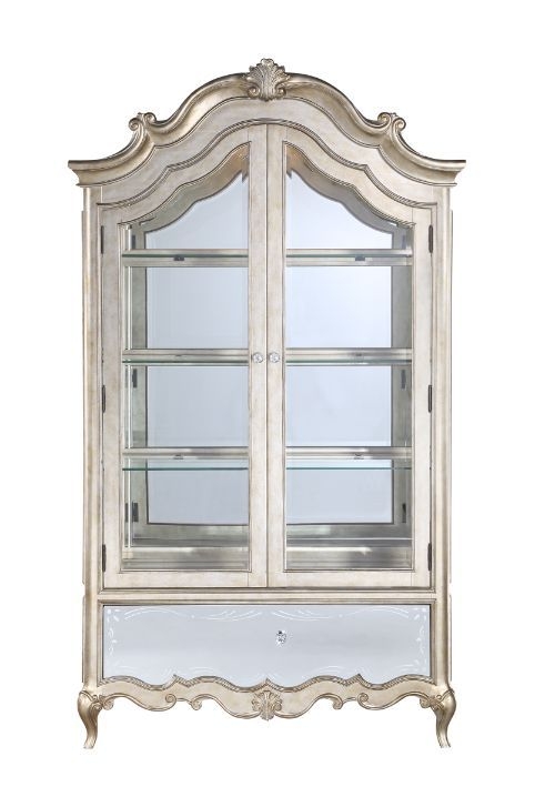 Esteban Wood/Glass Curio w/2 Doors & Drawer