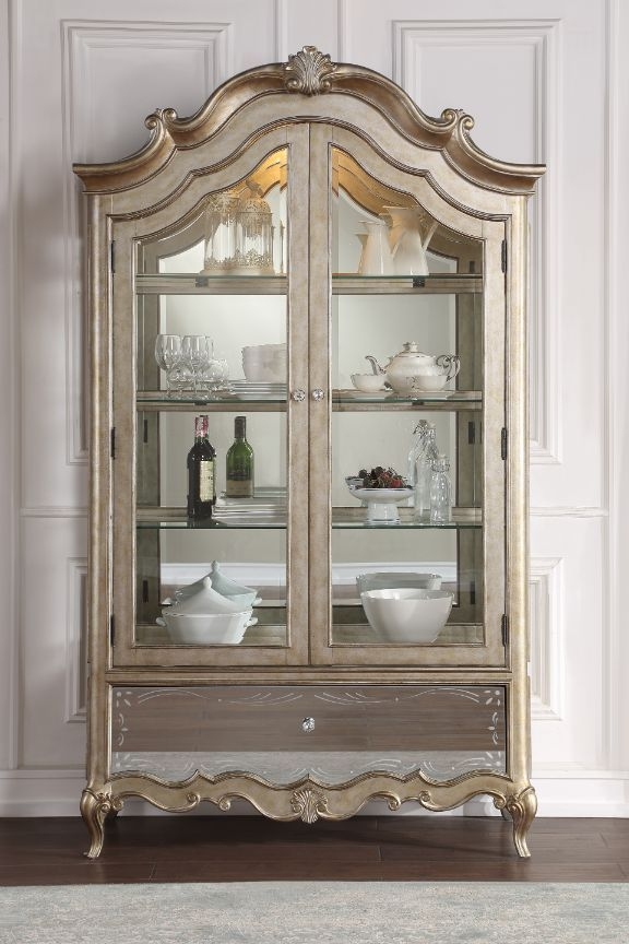 Esteban Wood/Glass Curio w/2 Doors & Drawer