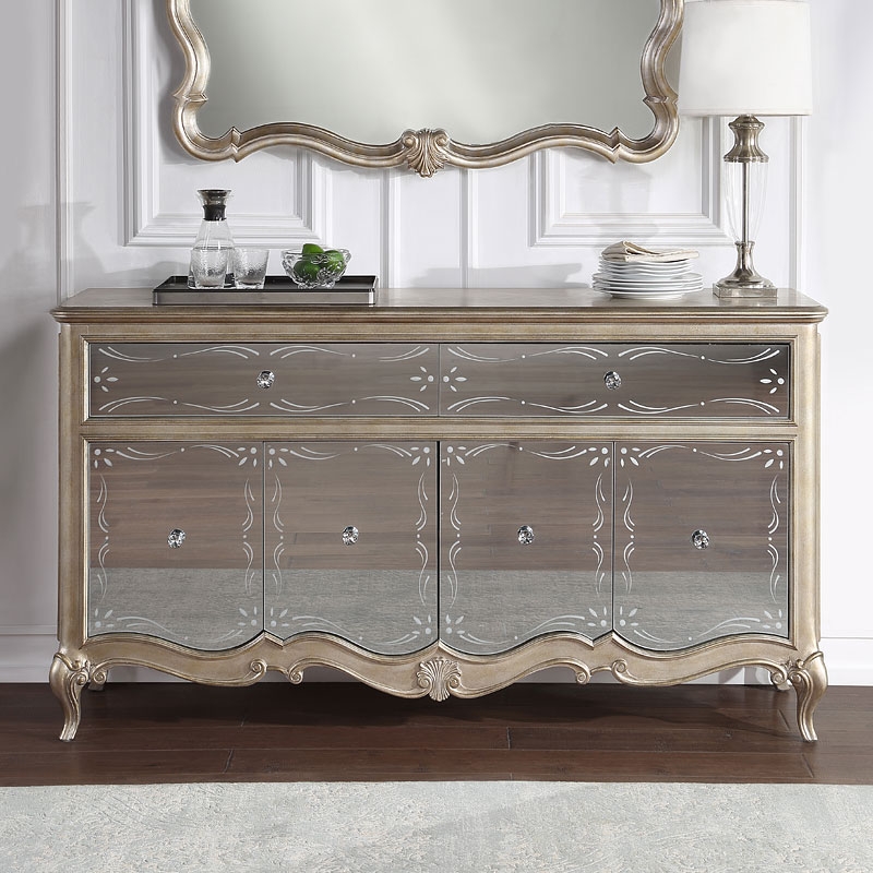 Esteban Wood/Mirror Server w/4 Doors & 2 Drawers