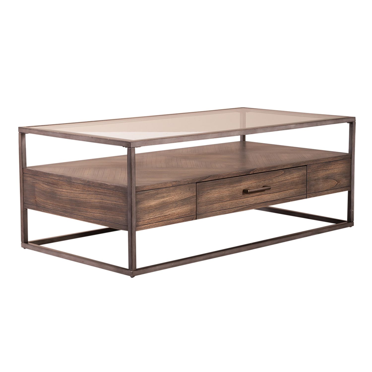 Jamestown 3-Piece Glass & Wood Cocktail Table Set