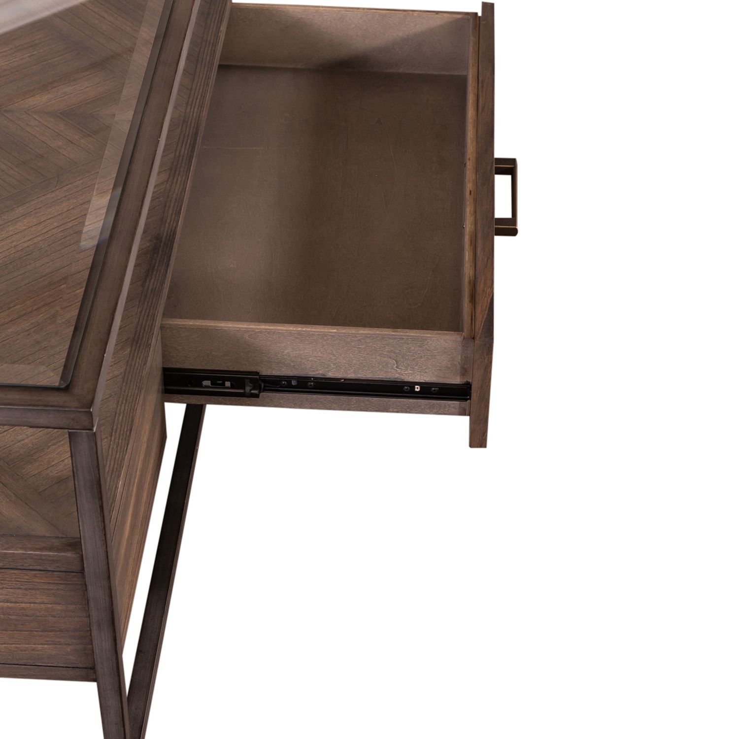 Jamestown Rectangular Glass/Metal/Wood 1-Drawer Cocktail Table
