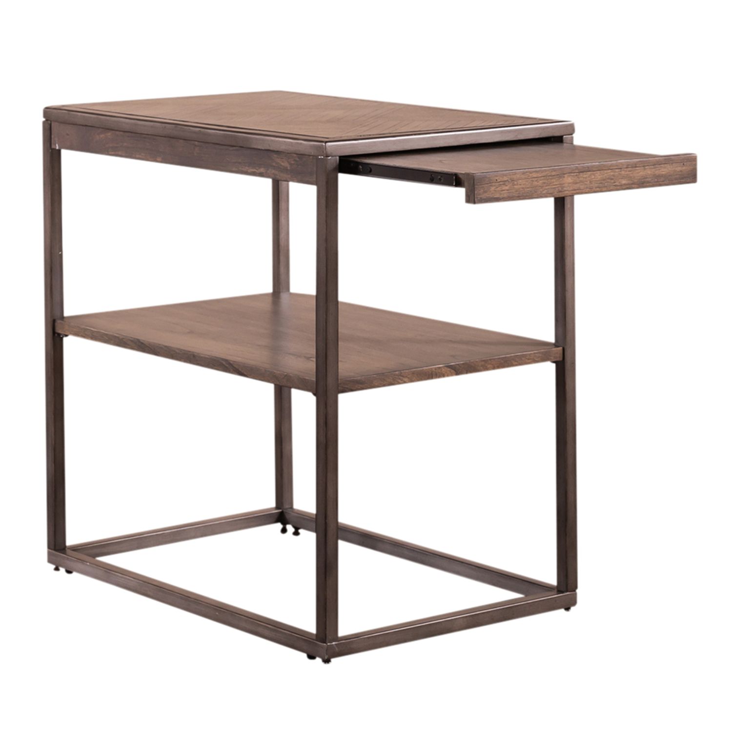 Jamestown Rectangular Metal/Wood Chairside Table w/Tray
